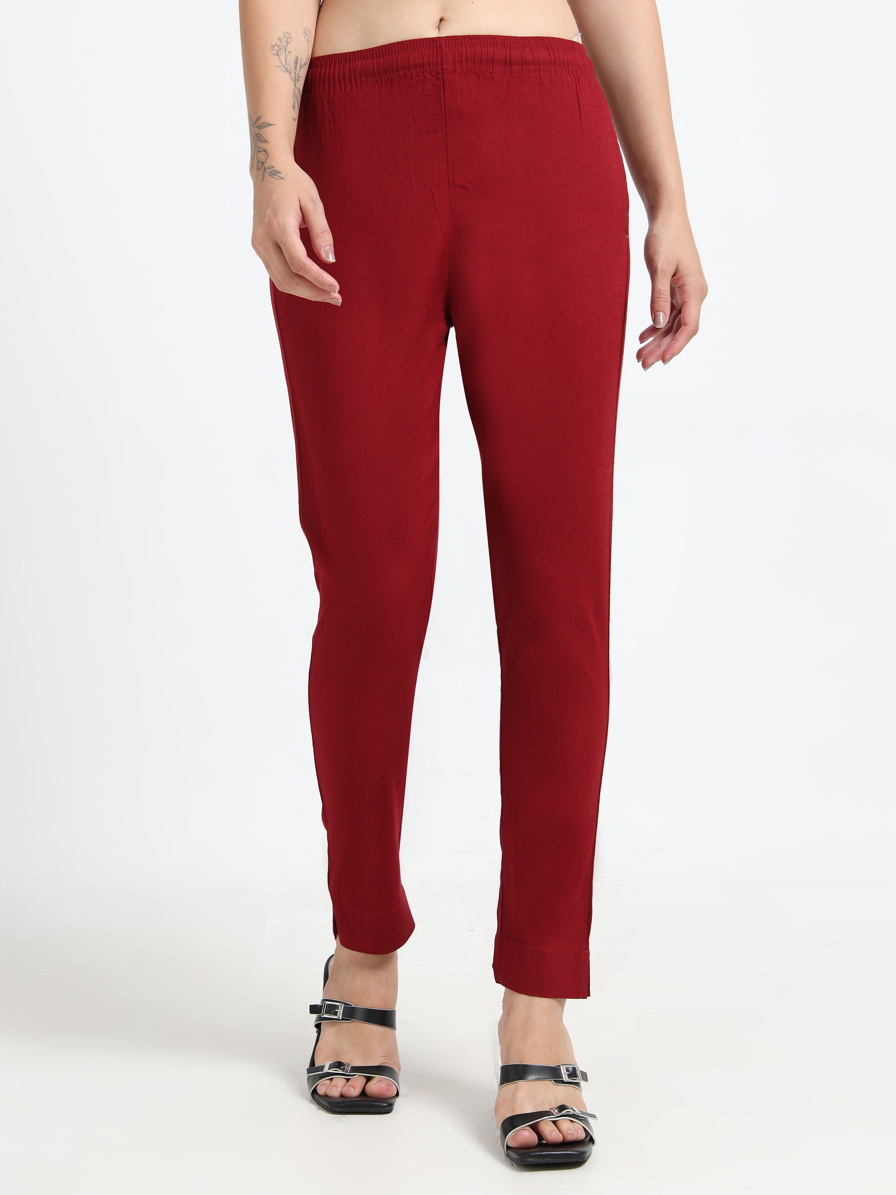 Maroon Rayon Stretchable Kurti Pant