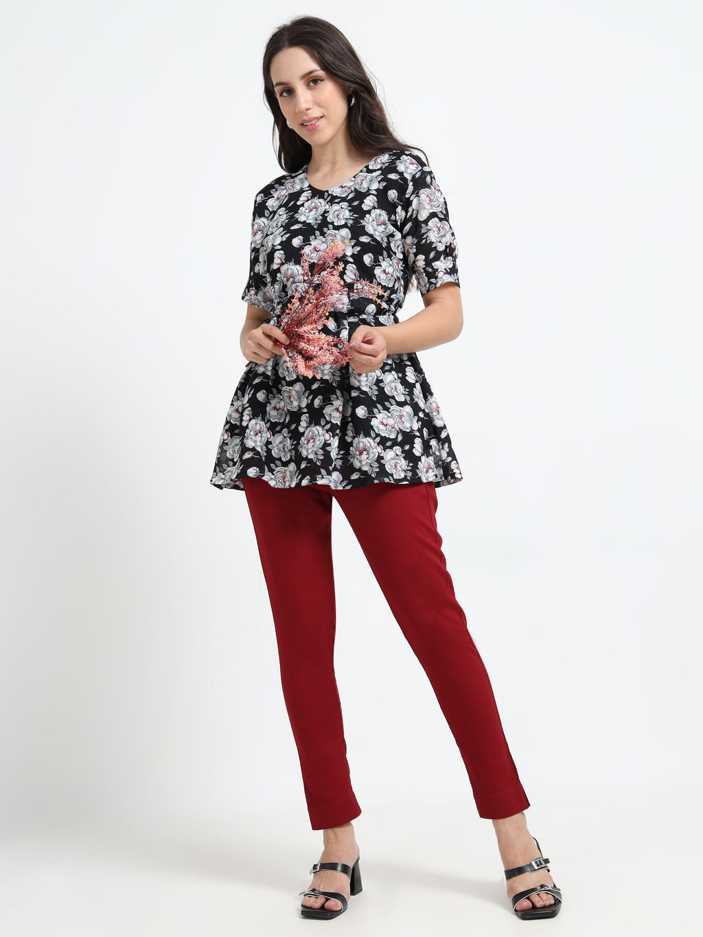 Maroon Rayon Stretchable Kurti Pant