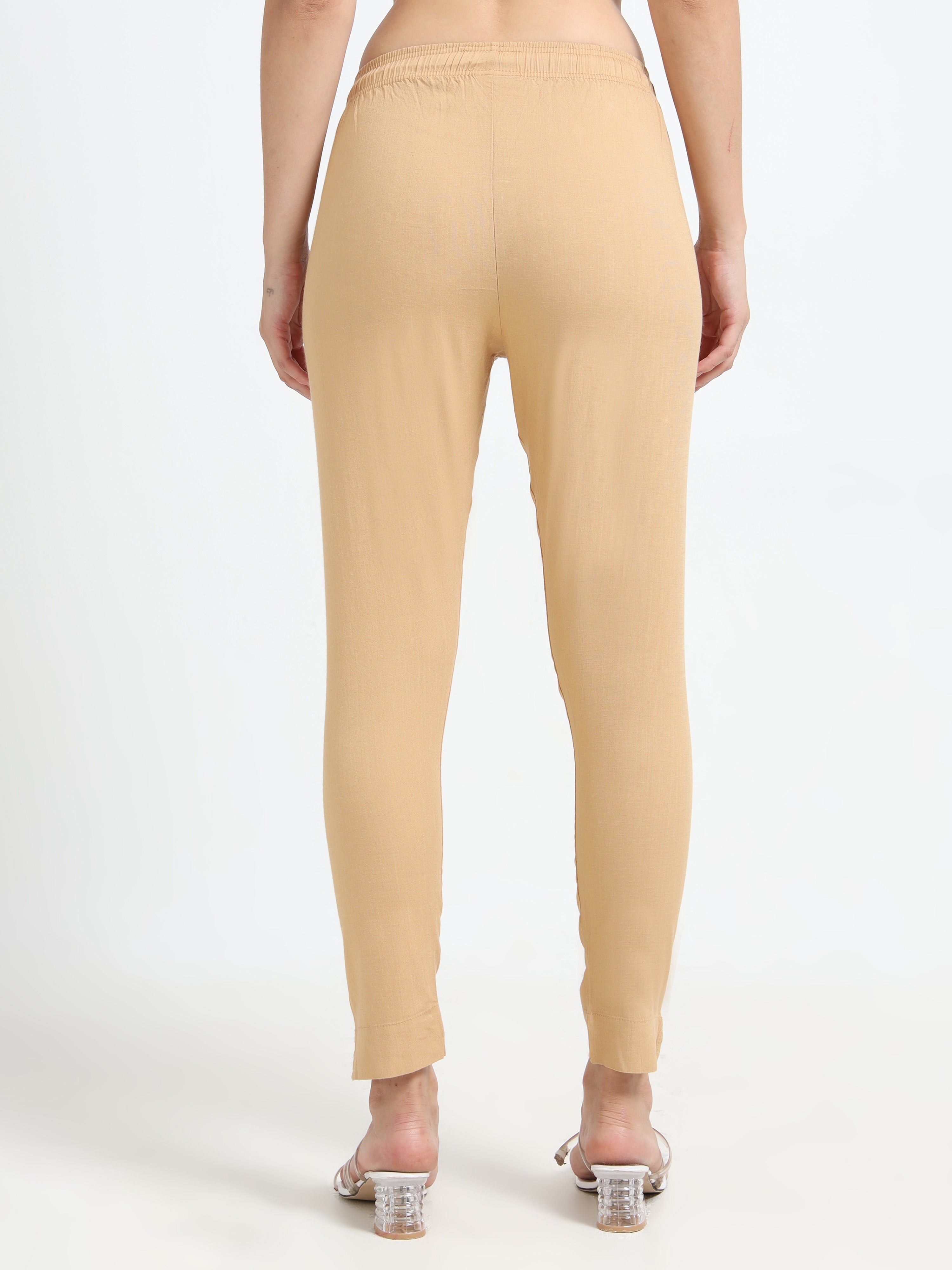 Beige Rayon Stretchable Kurti Pant