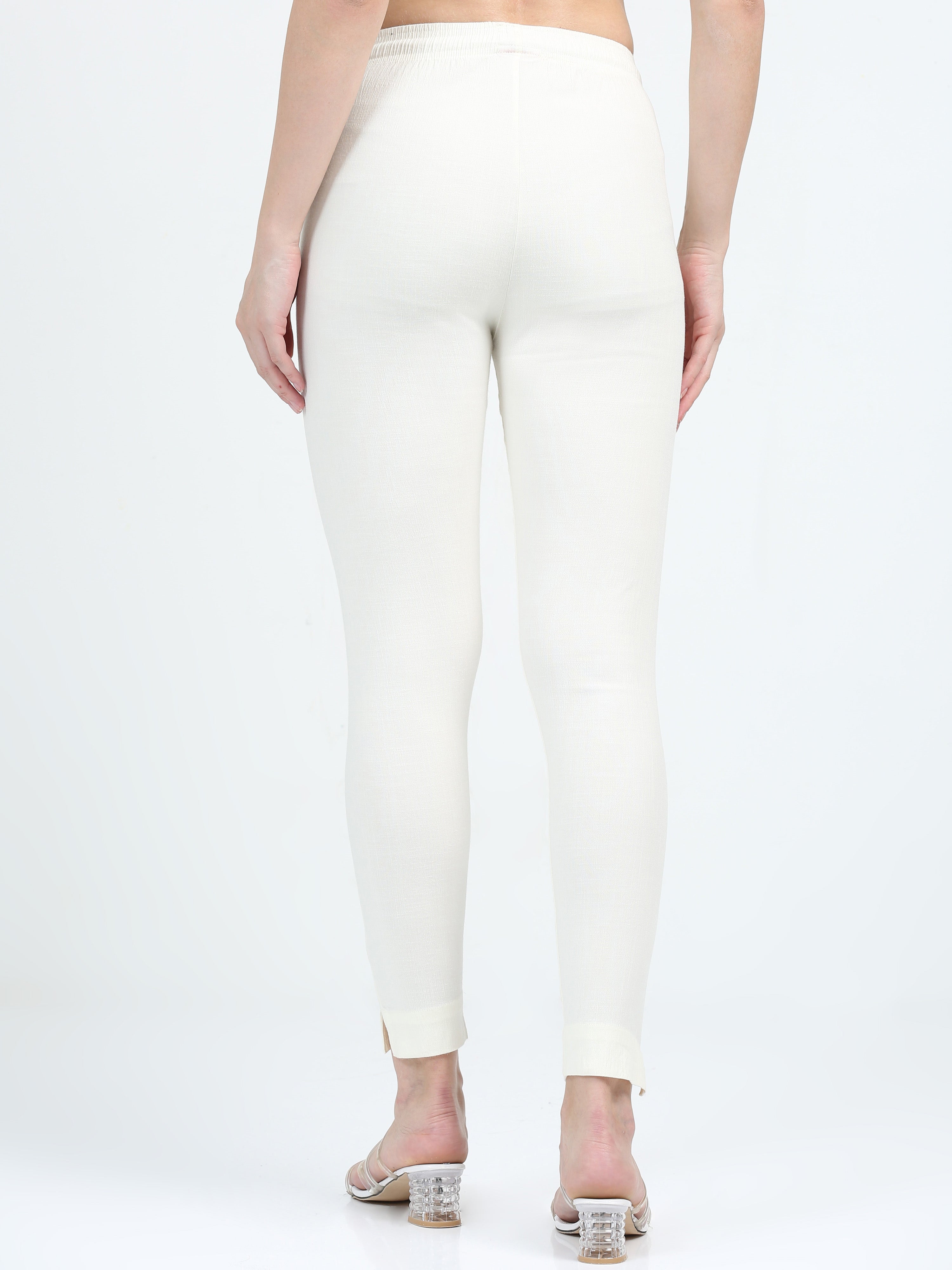 Off White Rayon Stretchable Kurti Pant