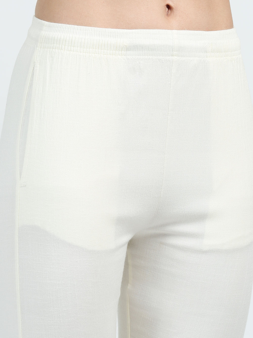 Off White Rayon Stretchable Kurti Pant