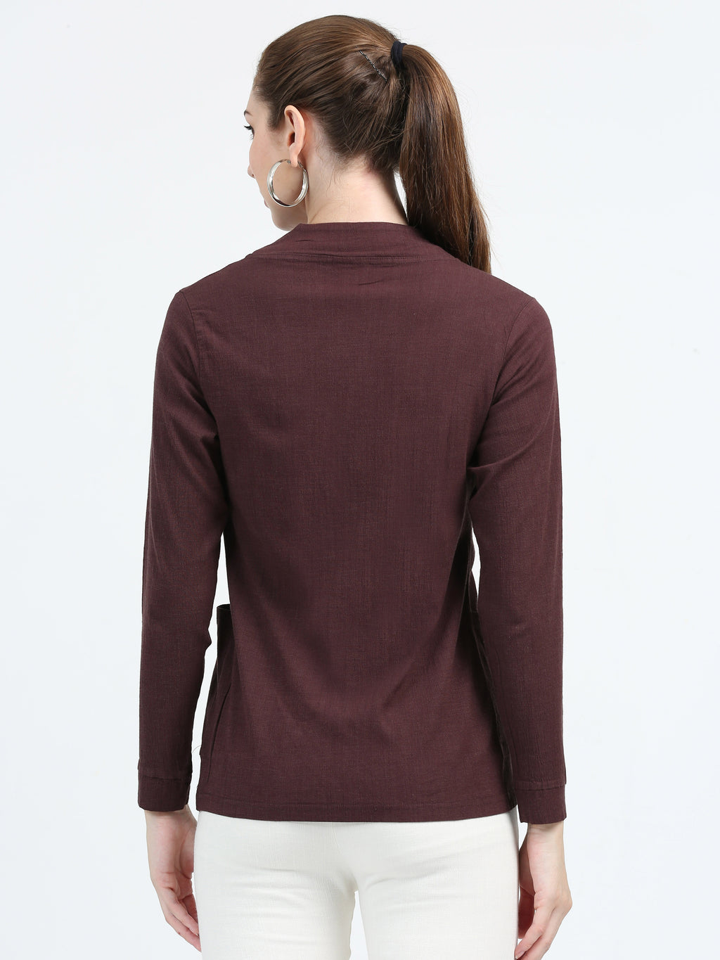 Rayon Stretchable Shrug Brown