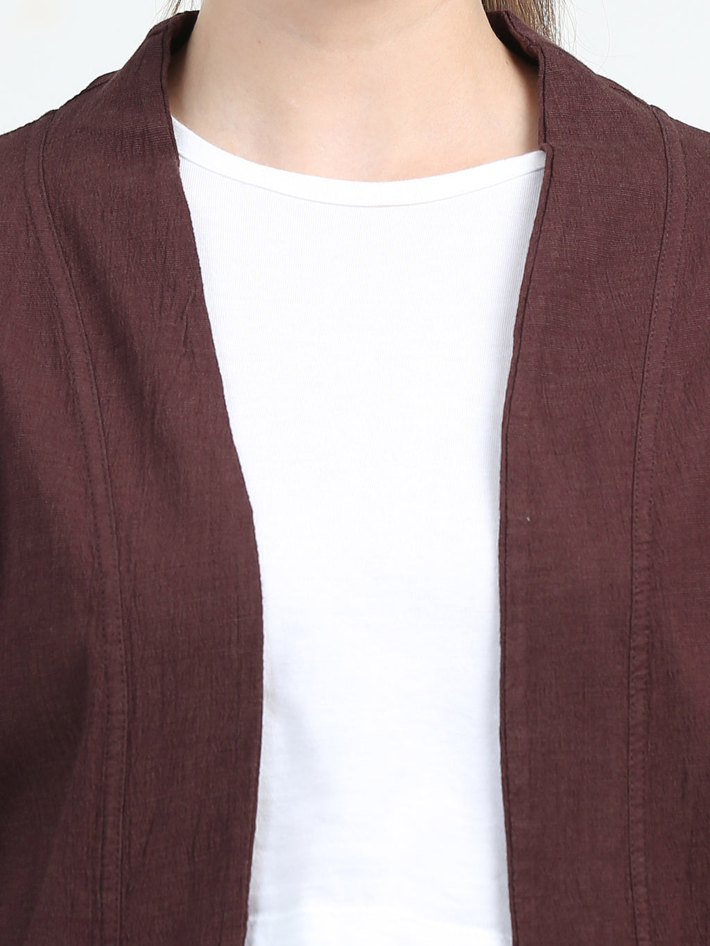 Rayon Stretchable Shrug Brown