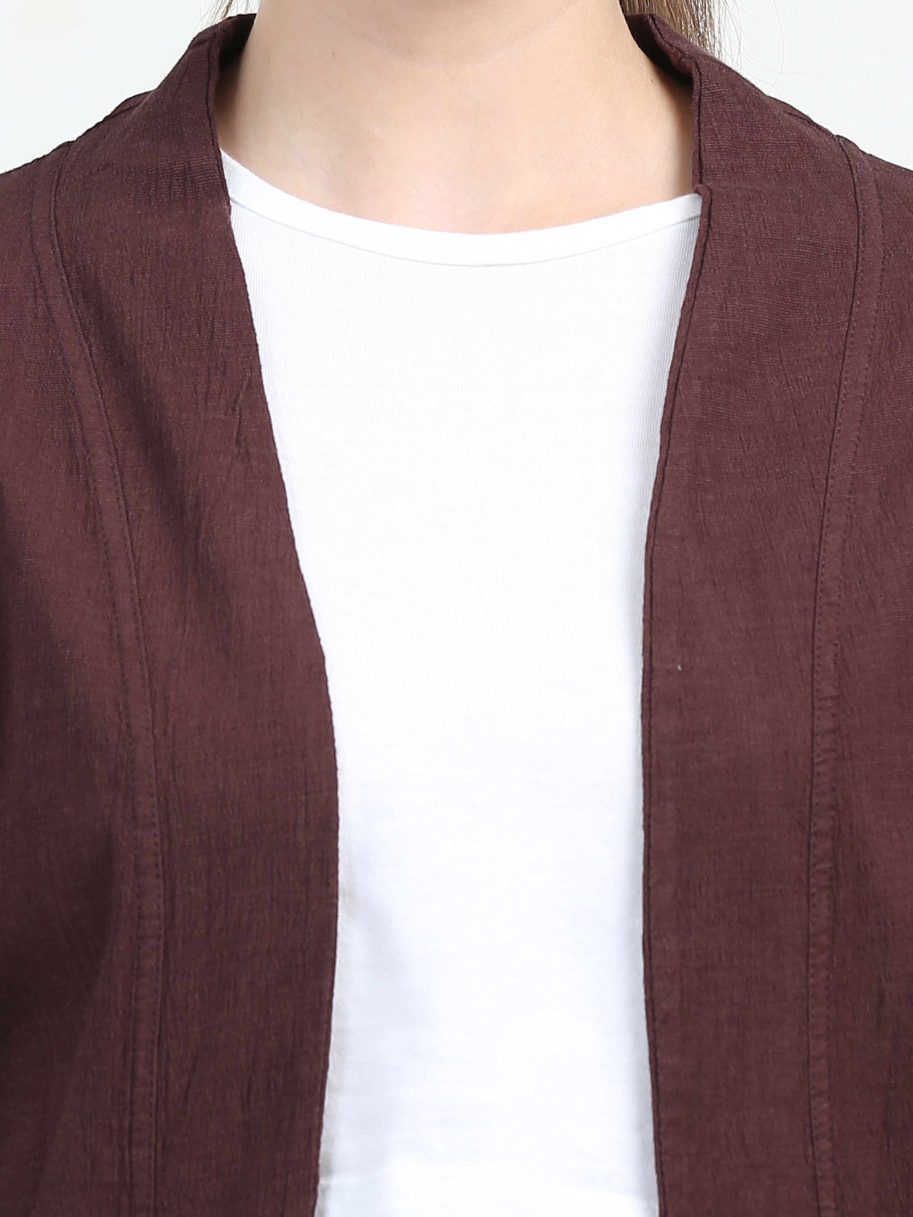 Rayon Stretchable Shrug Brown