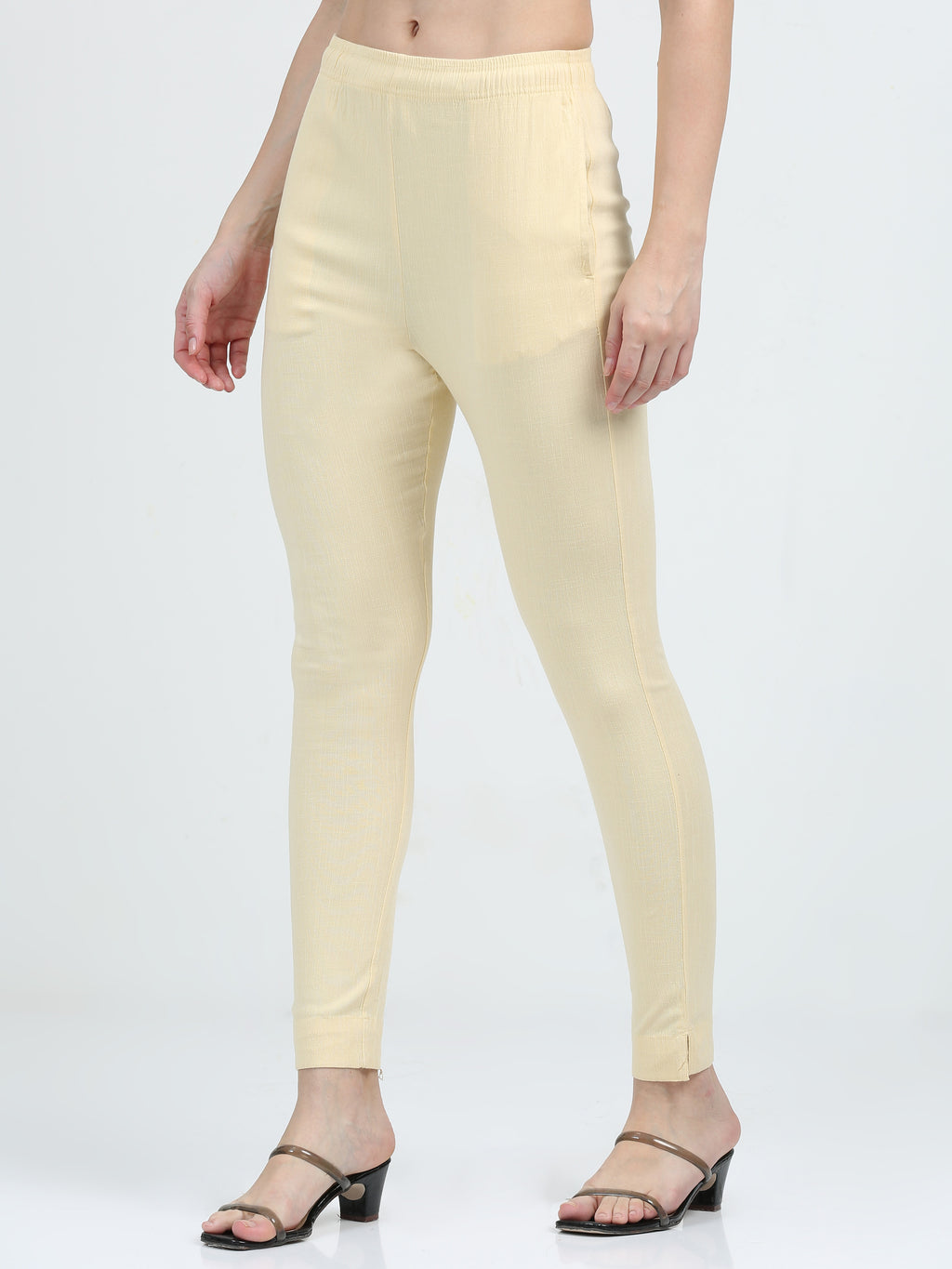 Cream Rayon Stretchable Kurti Pant