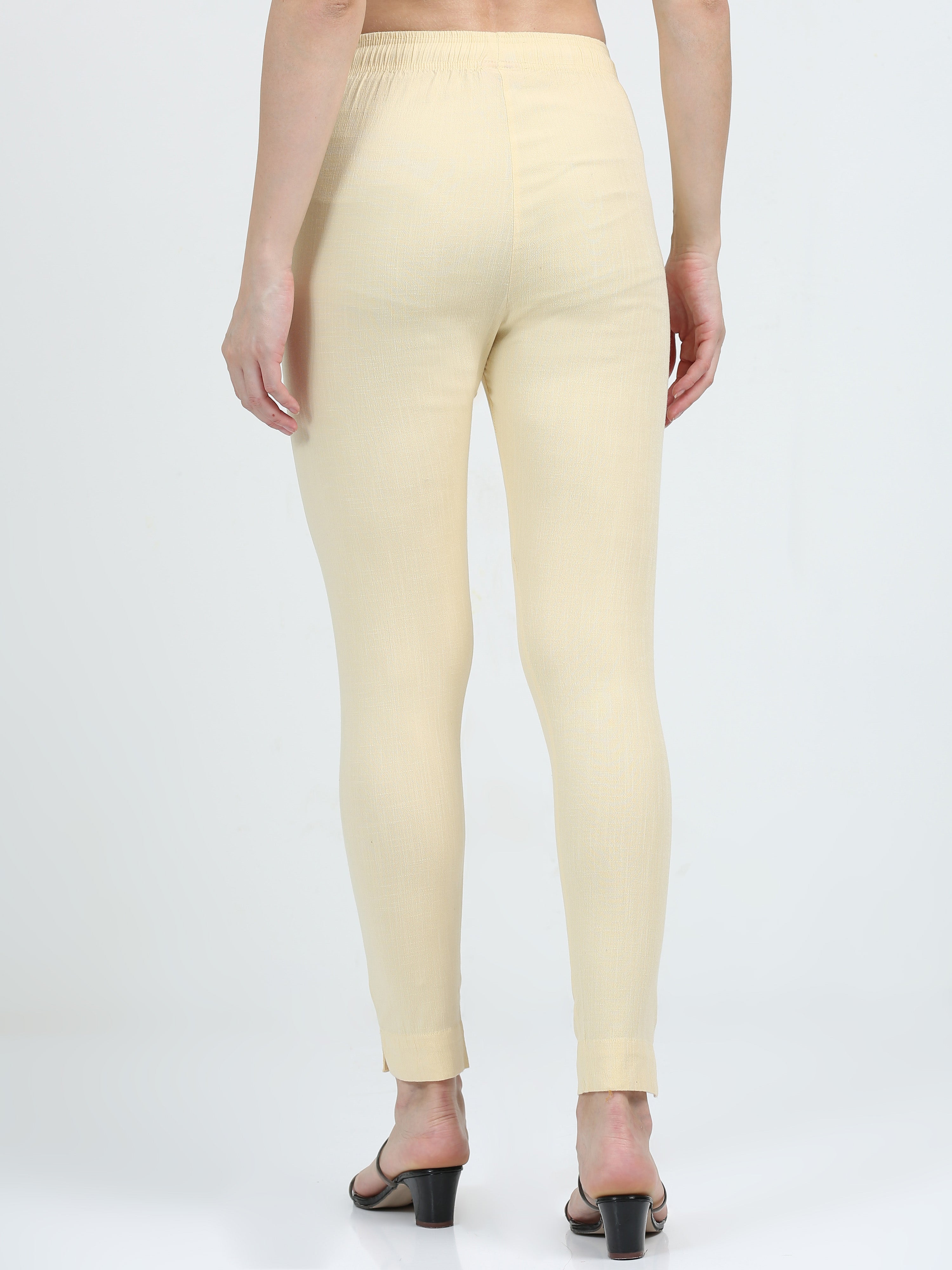 Cream Rayon Stretchable Kurti Pant