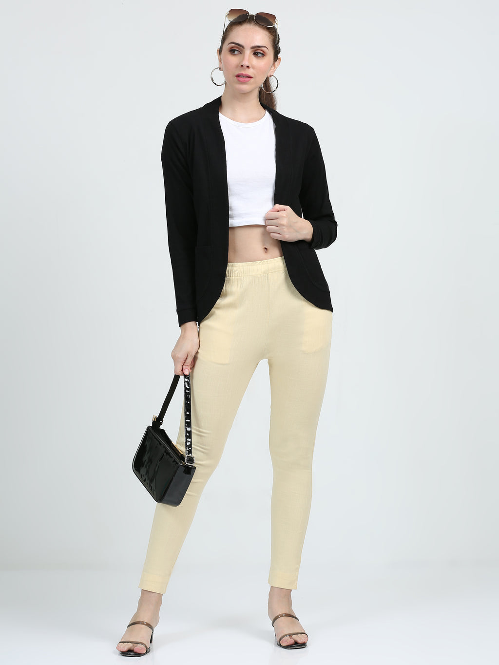 Cream Rayon Stretchable Kurti Pant