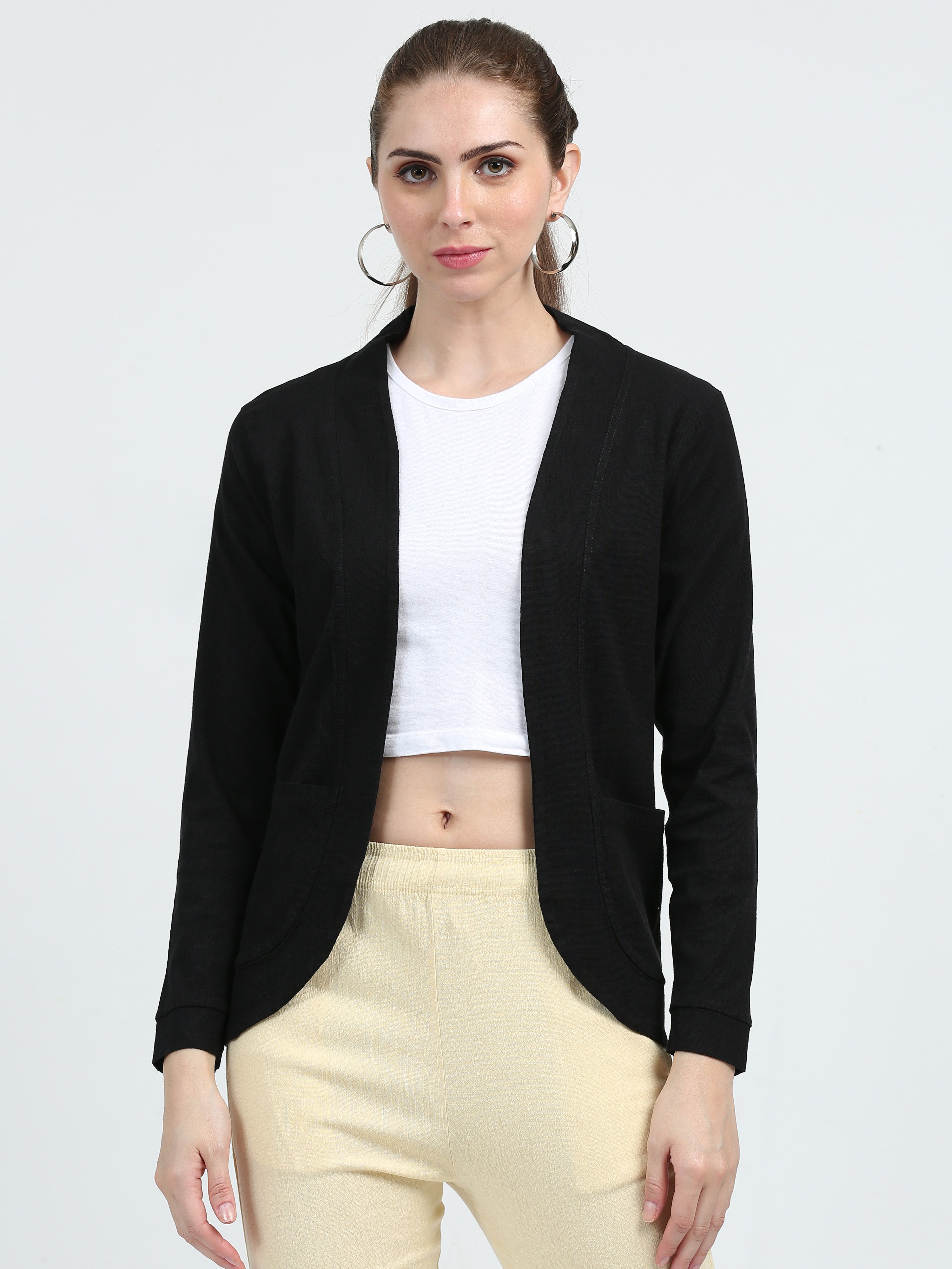 Rayon Stretchable Shrug Black