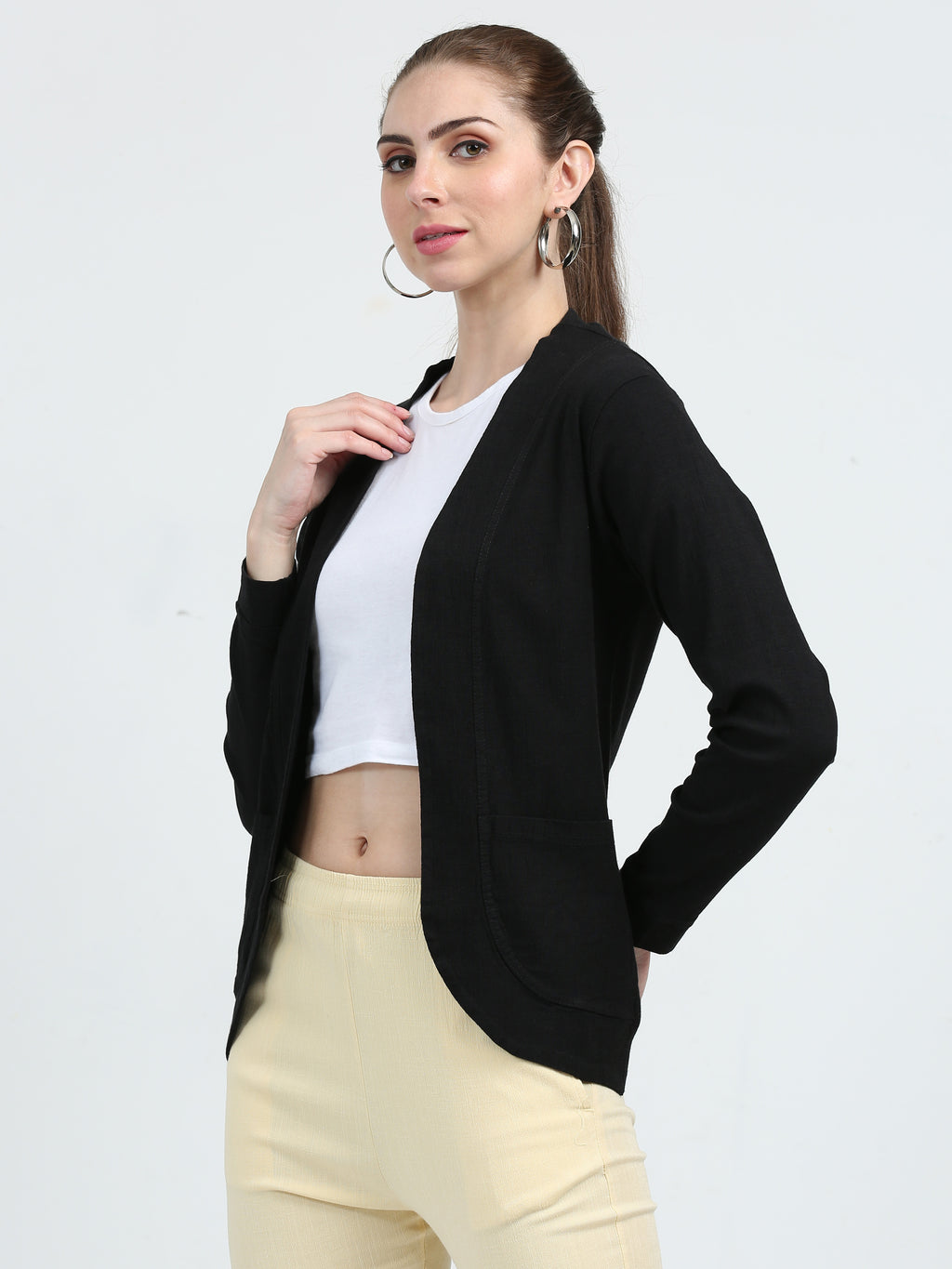 Rayon Stretchable Shrug Black