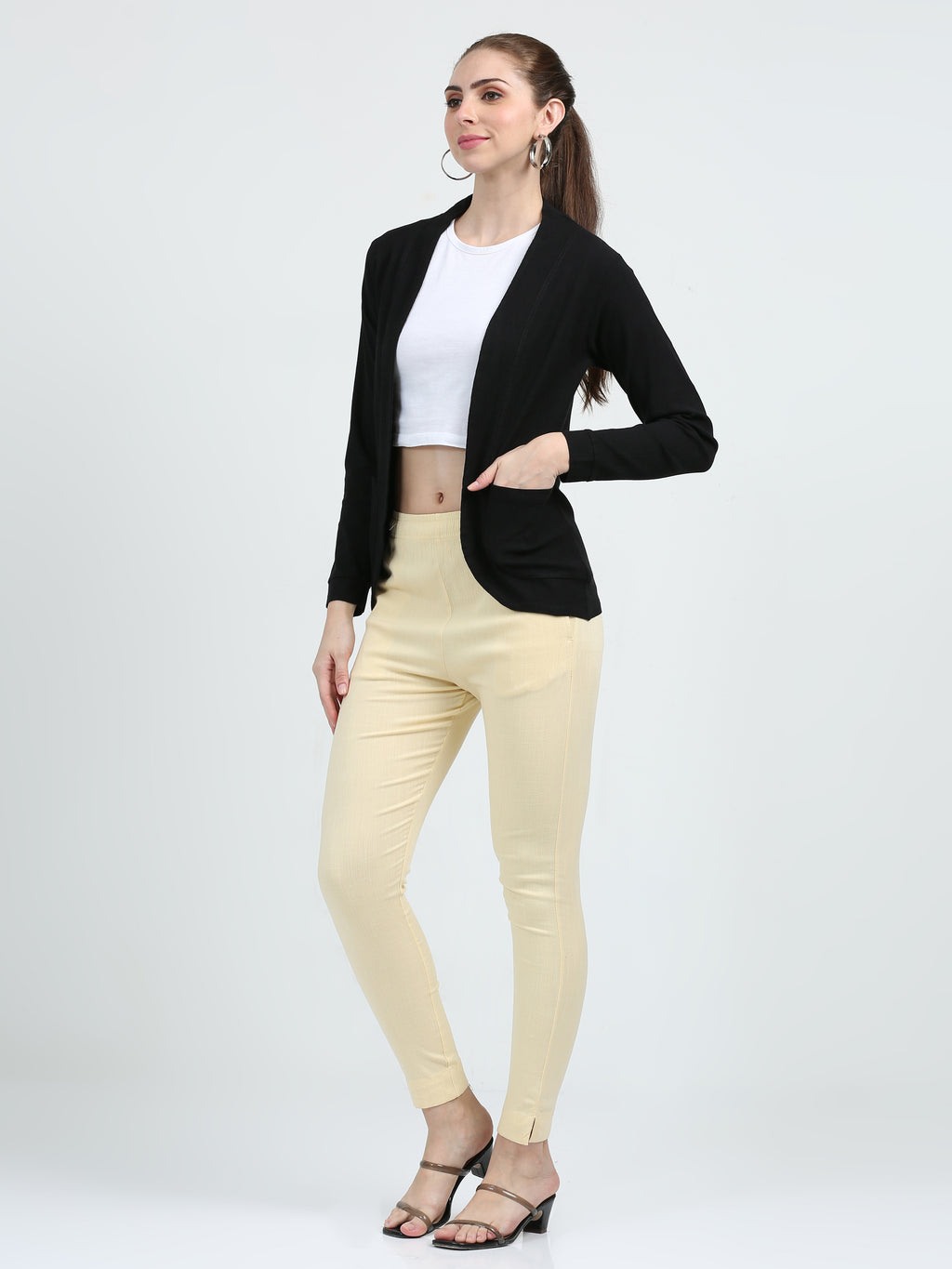 Rayon Stretchable Shrug Black