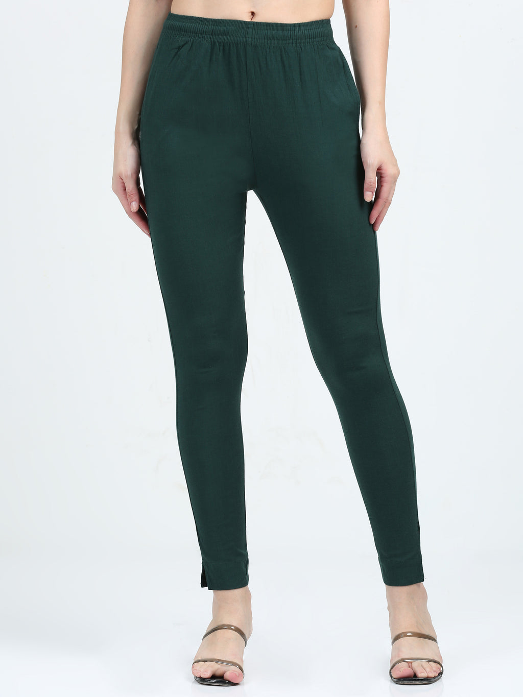 Bottle Green Rayon Stretchable Kurti Pant