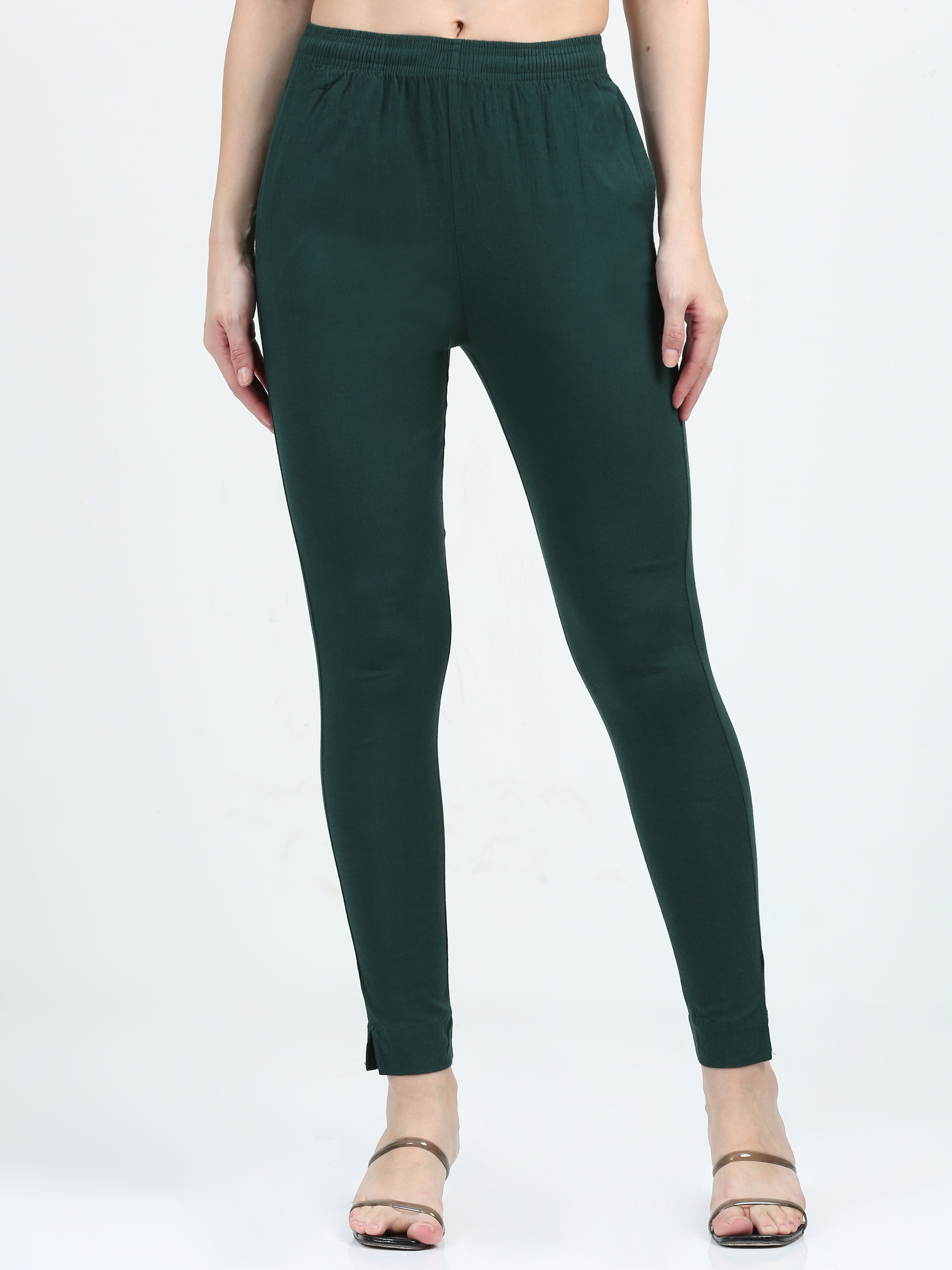 Bottle Green Rayon Stretchable Kurti Pant