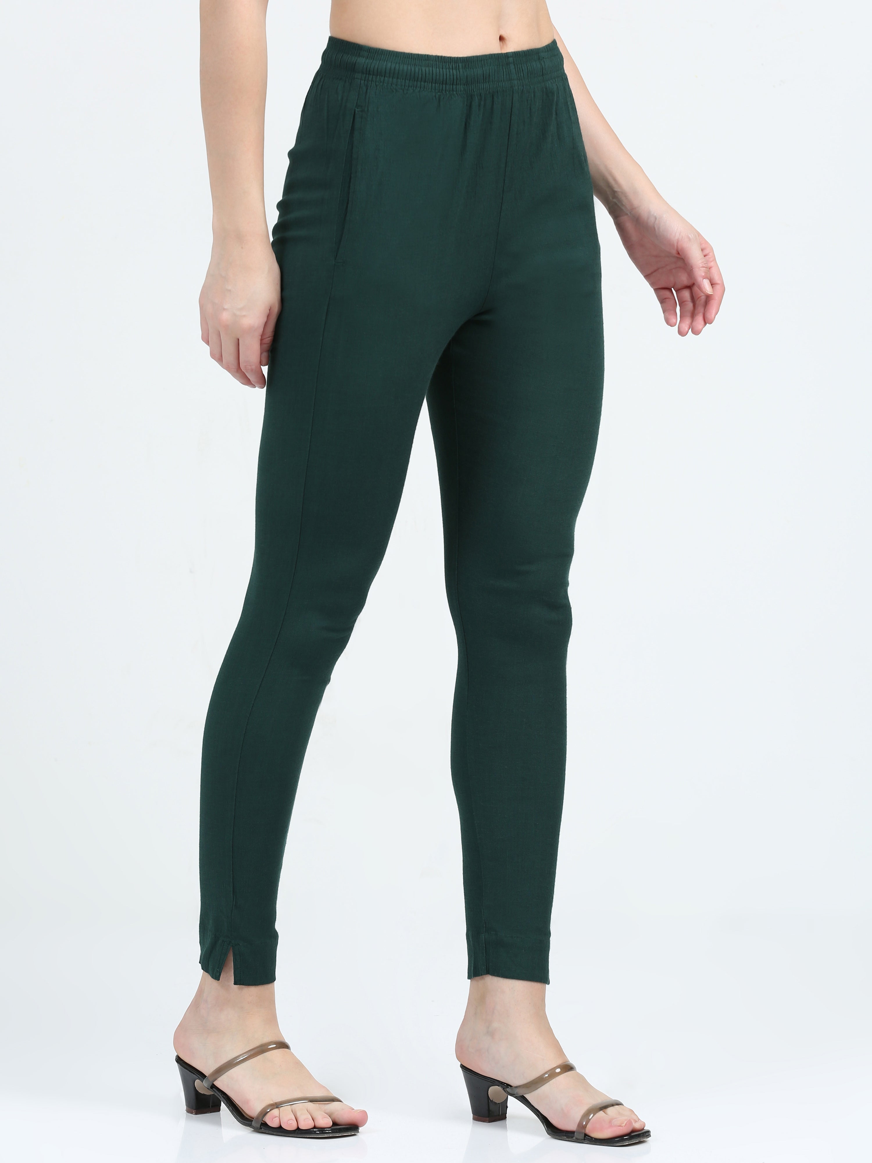Bottle Green Rayon Stretchable Kurti Pant