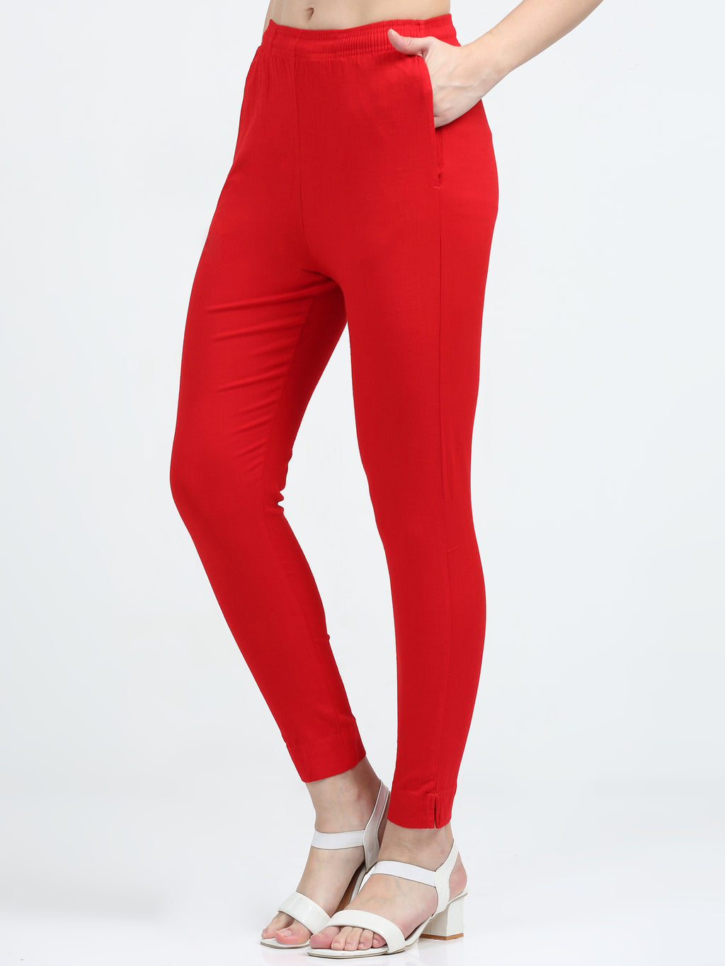 Red Rayon Stretchable Kurti Pant