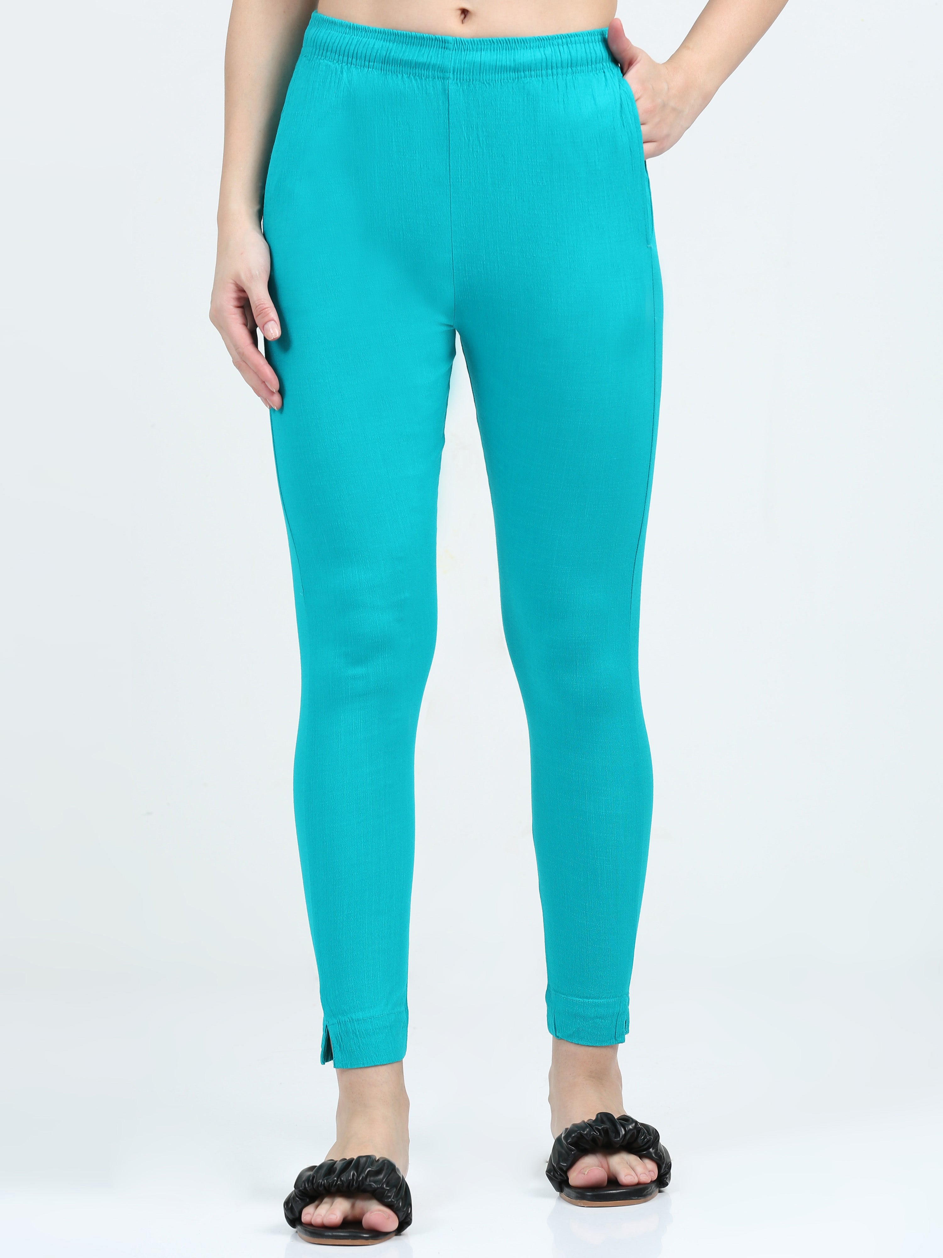 Rama Green Rayon Stretchable Kurti Pant