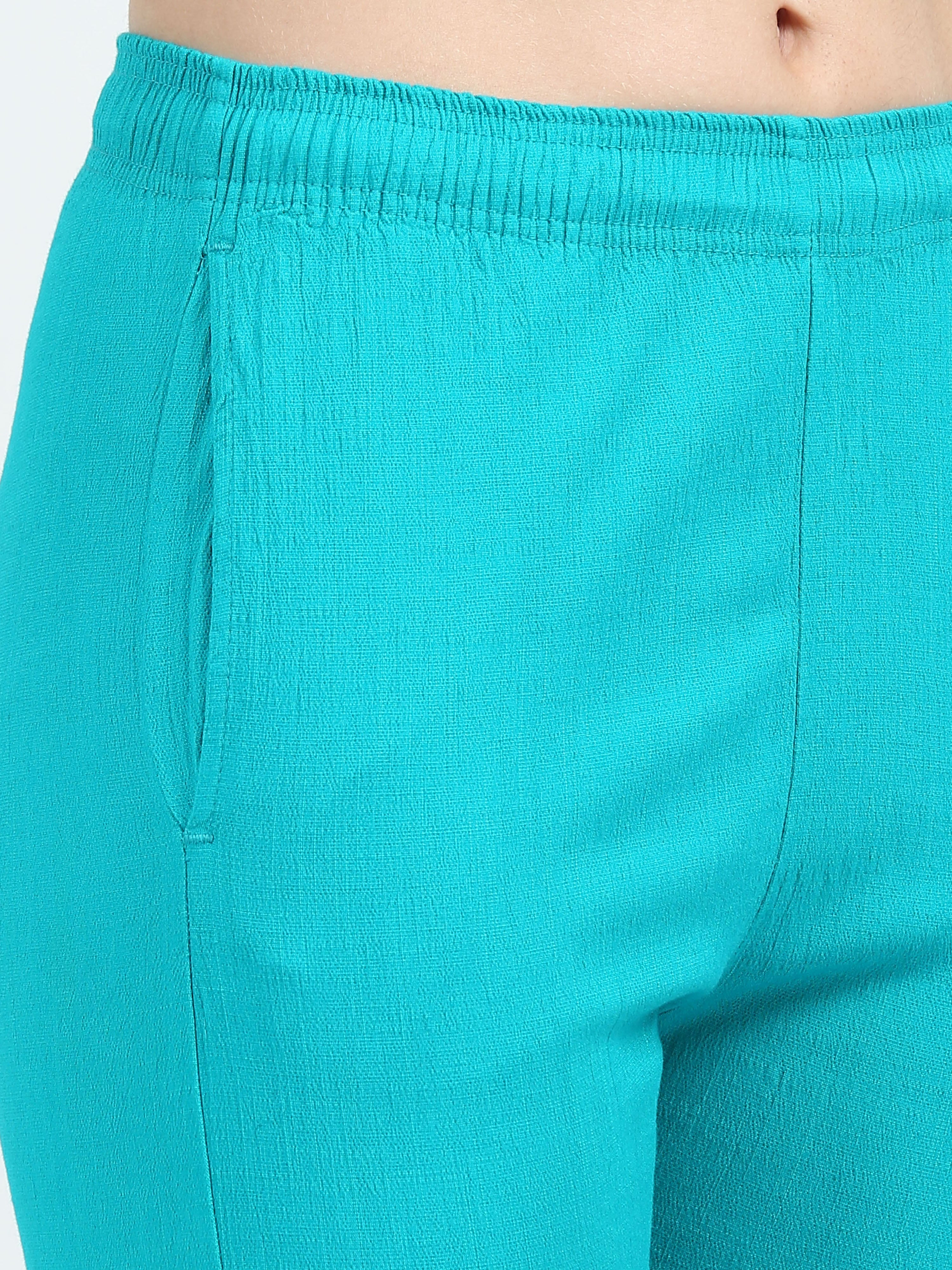 Rama Green Rayon Stretchable Kurti Pant