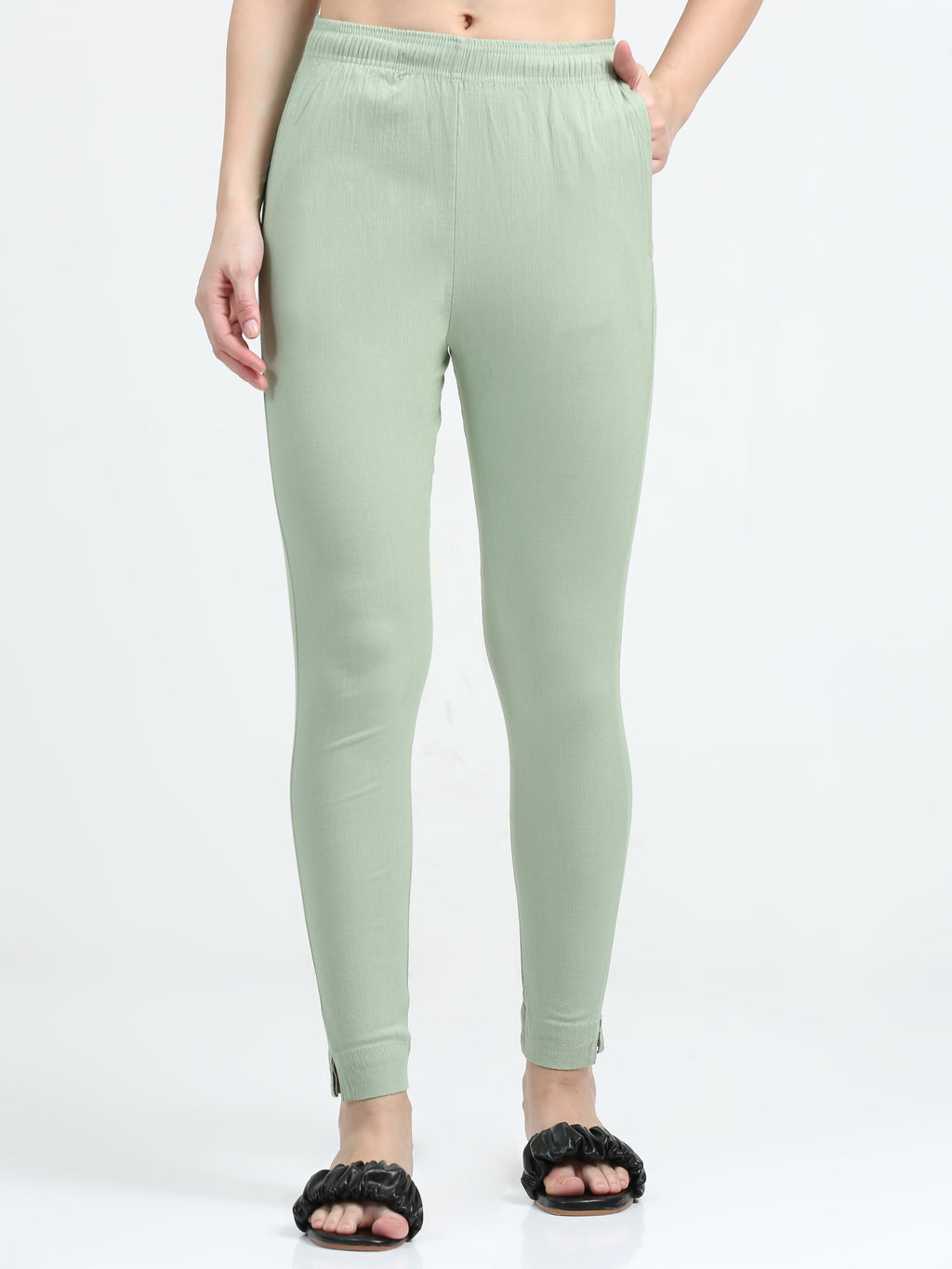 Pista Green Rayon Stretchable Kurti Pant