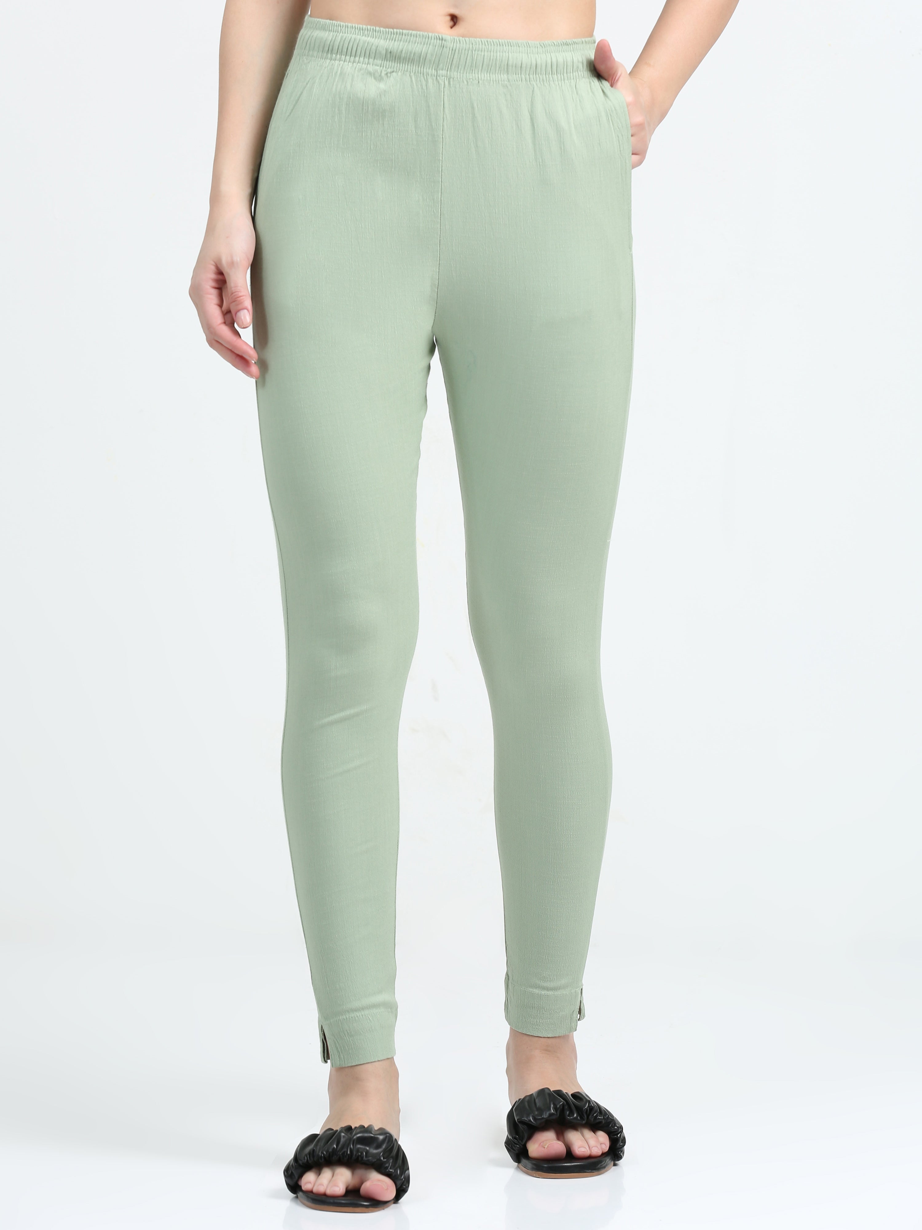 Pista Green Rayon Stretchable Kurti Pant