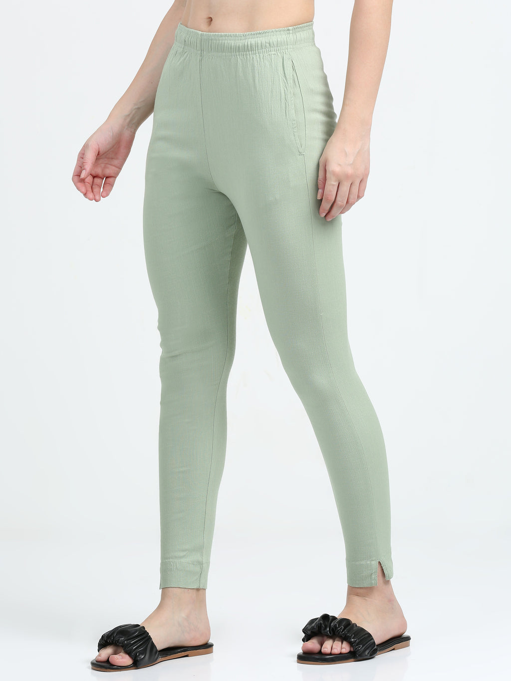 Pista Green Rayon Stretchable Kurti Pant