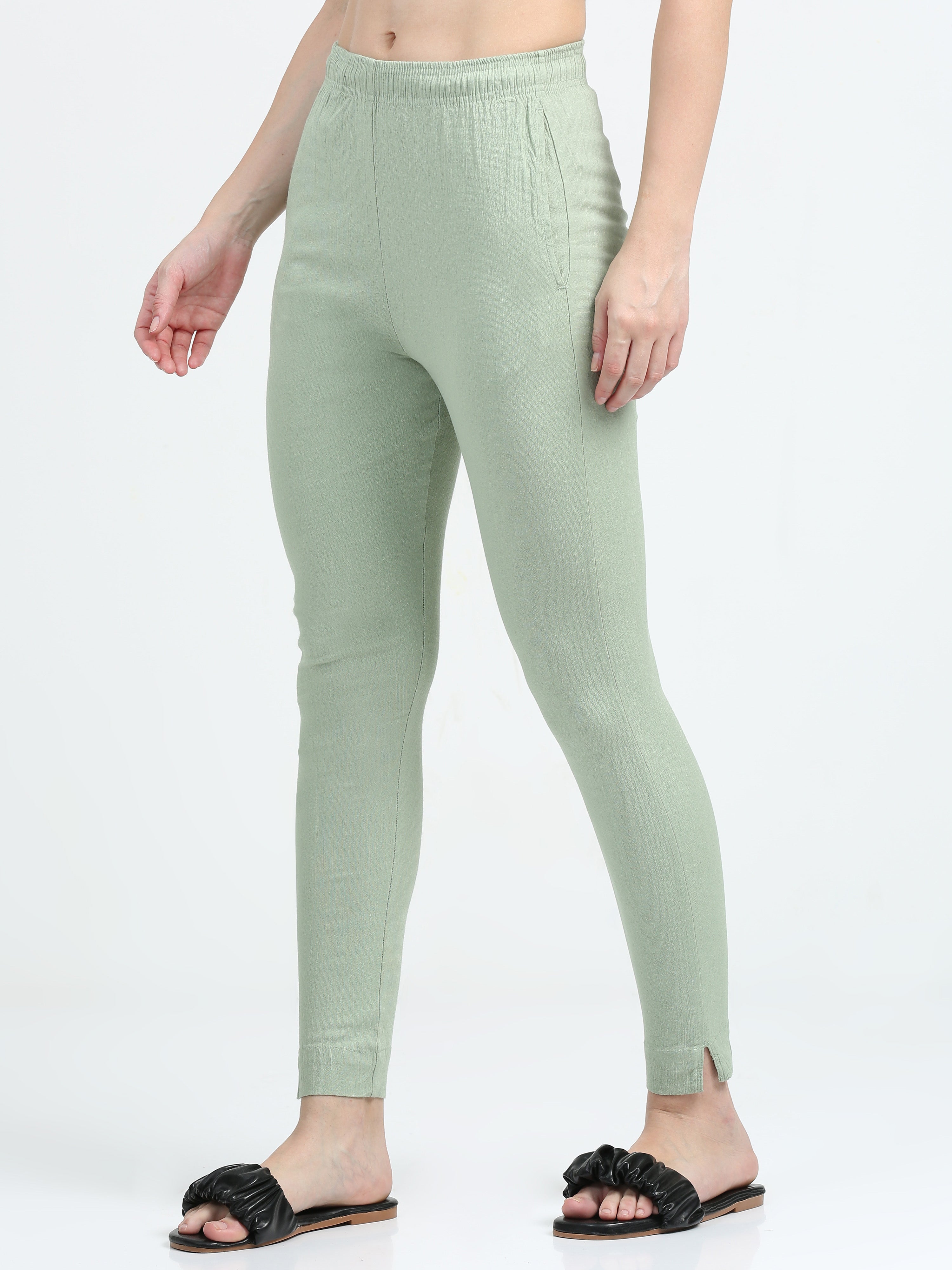 Pista Green Rayon Stretchable Kurti Pant