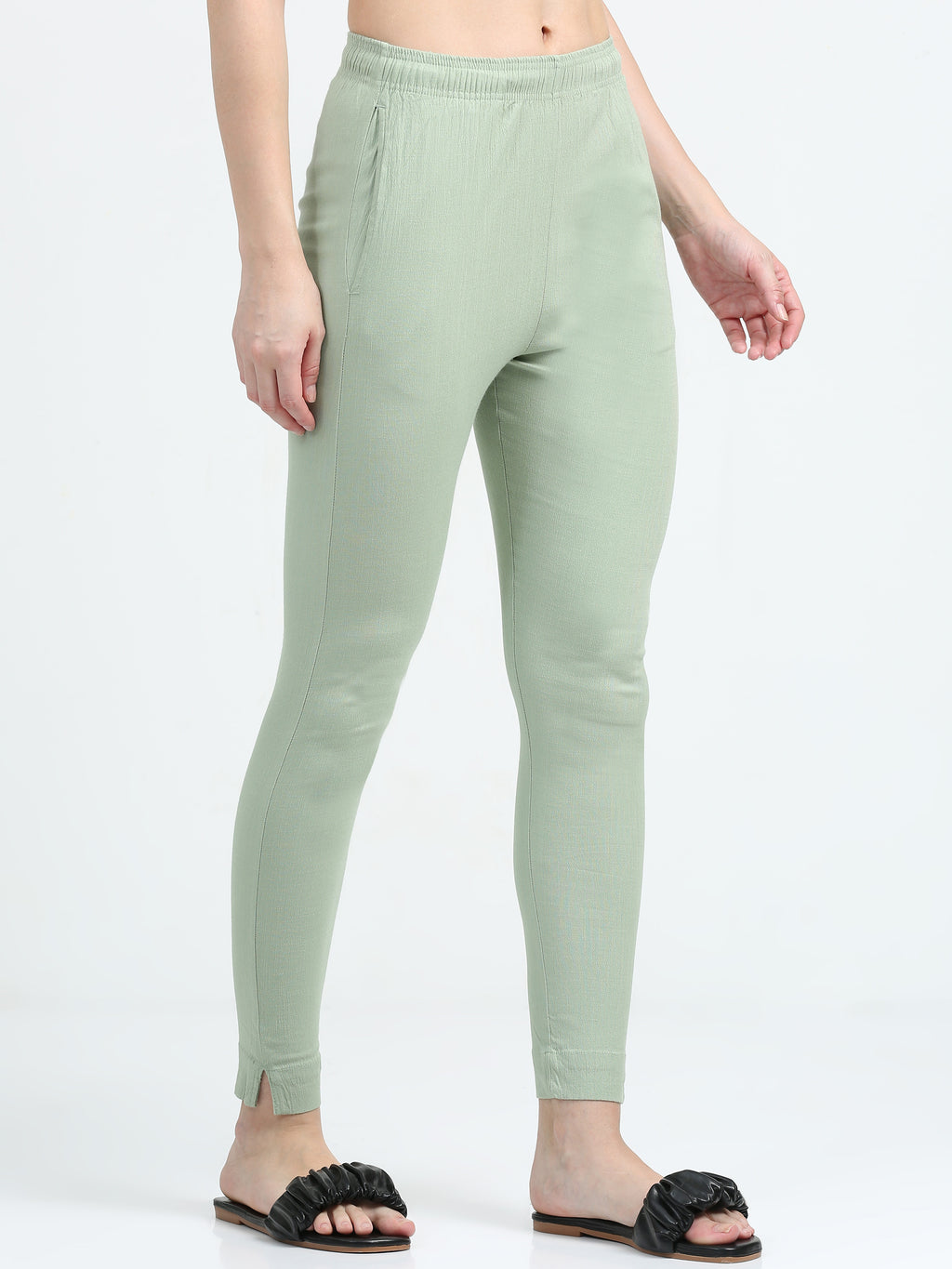 Pista Green Rayon Stretchable Kurti Pant