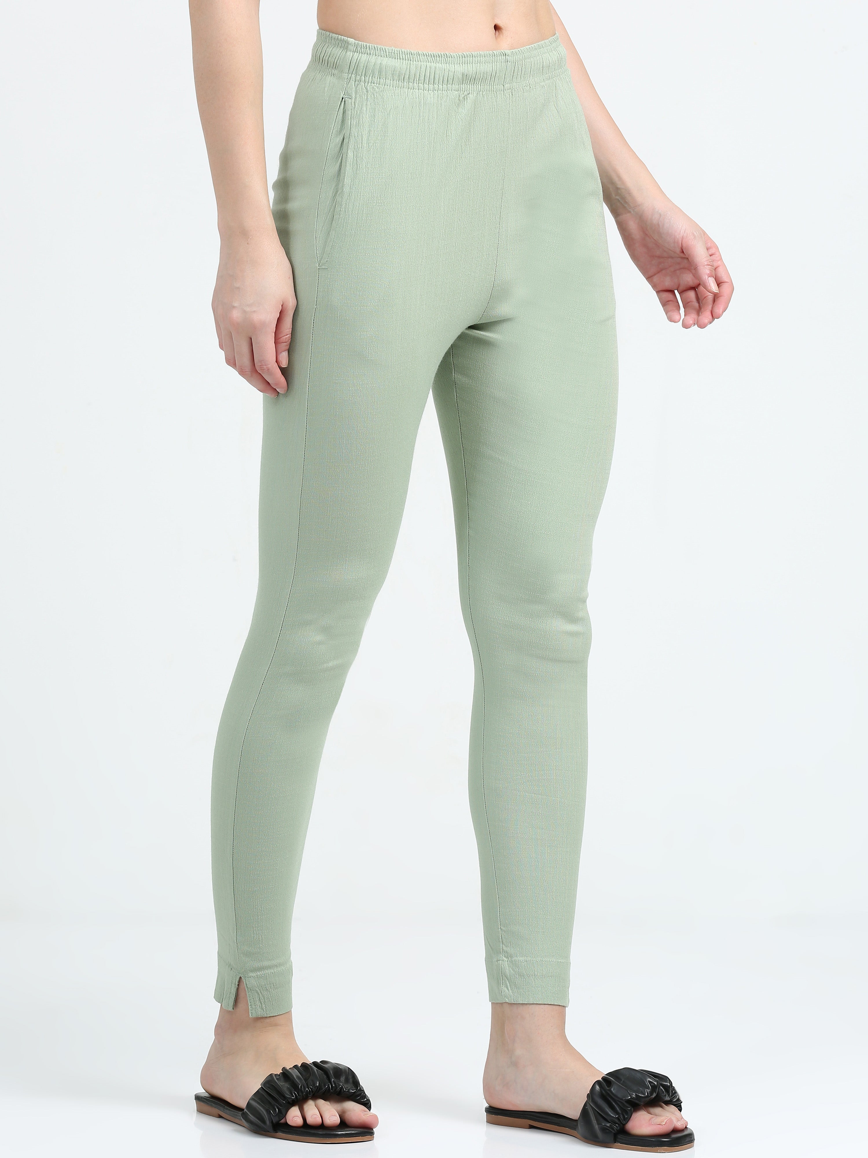 Pista Green Rayon Stretchable Kurti Pant