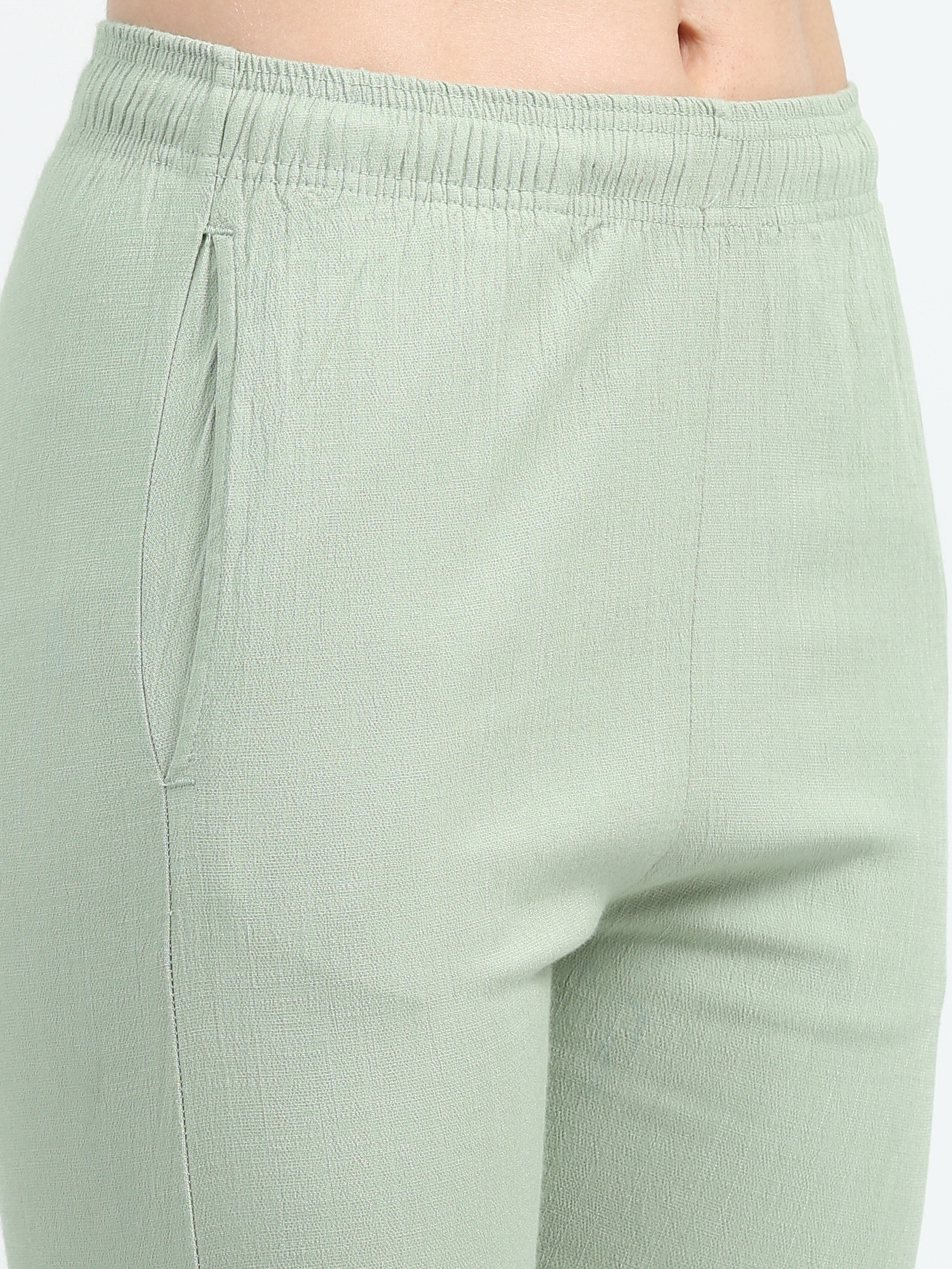 Pista Green Rayon Stretchable Kurti Pant