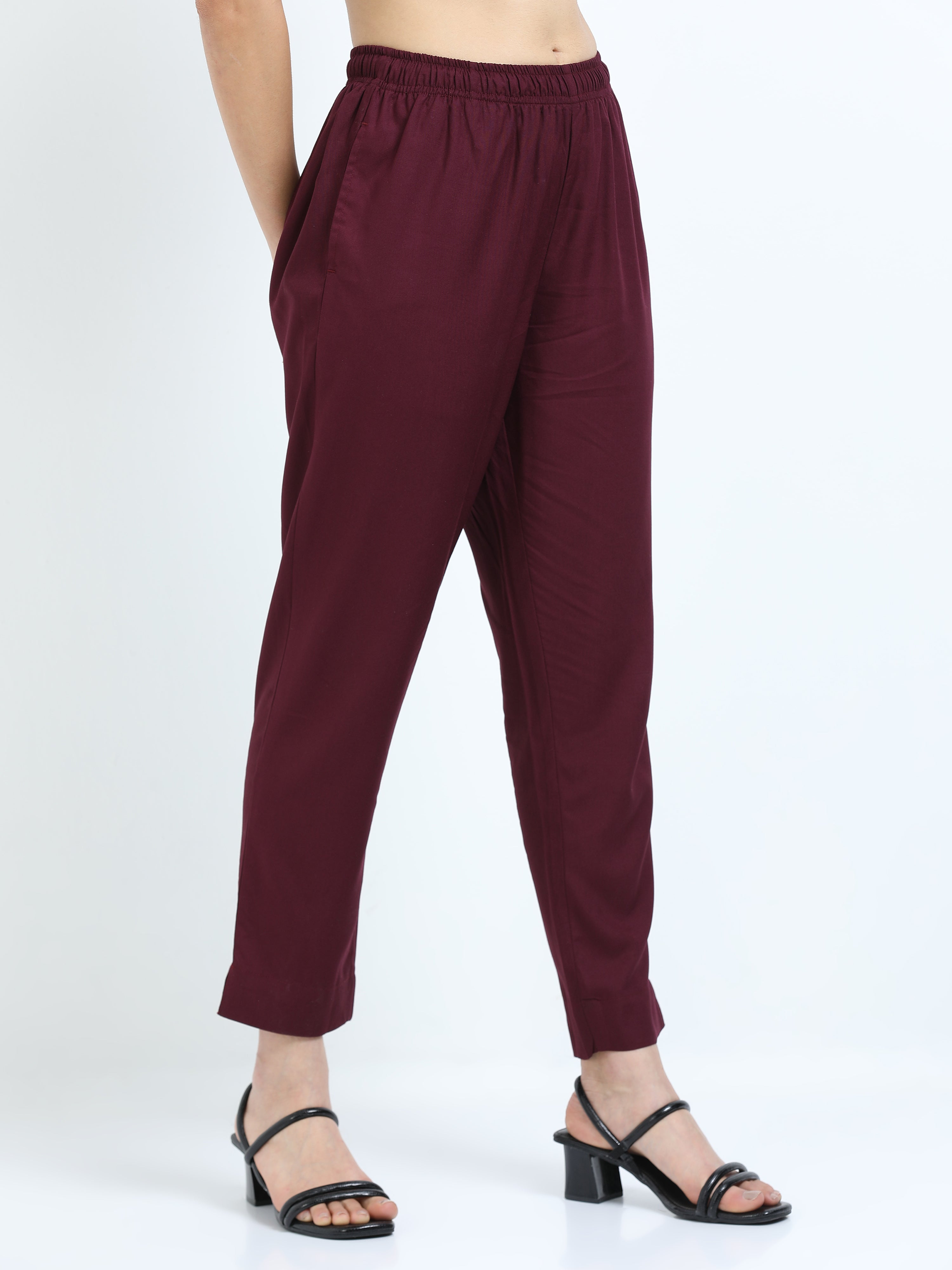Maroon Viscose Rayon Kurti Pant