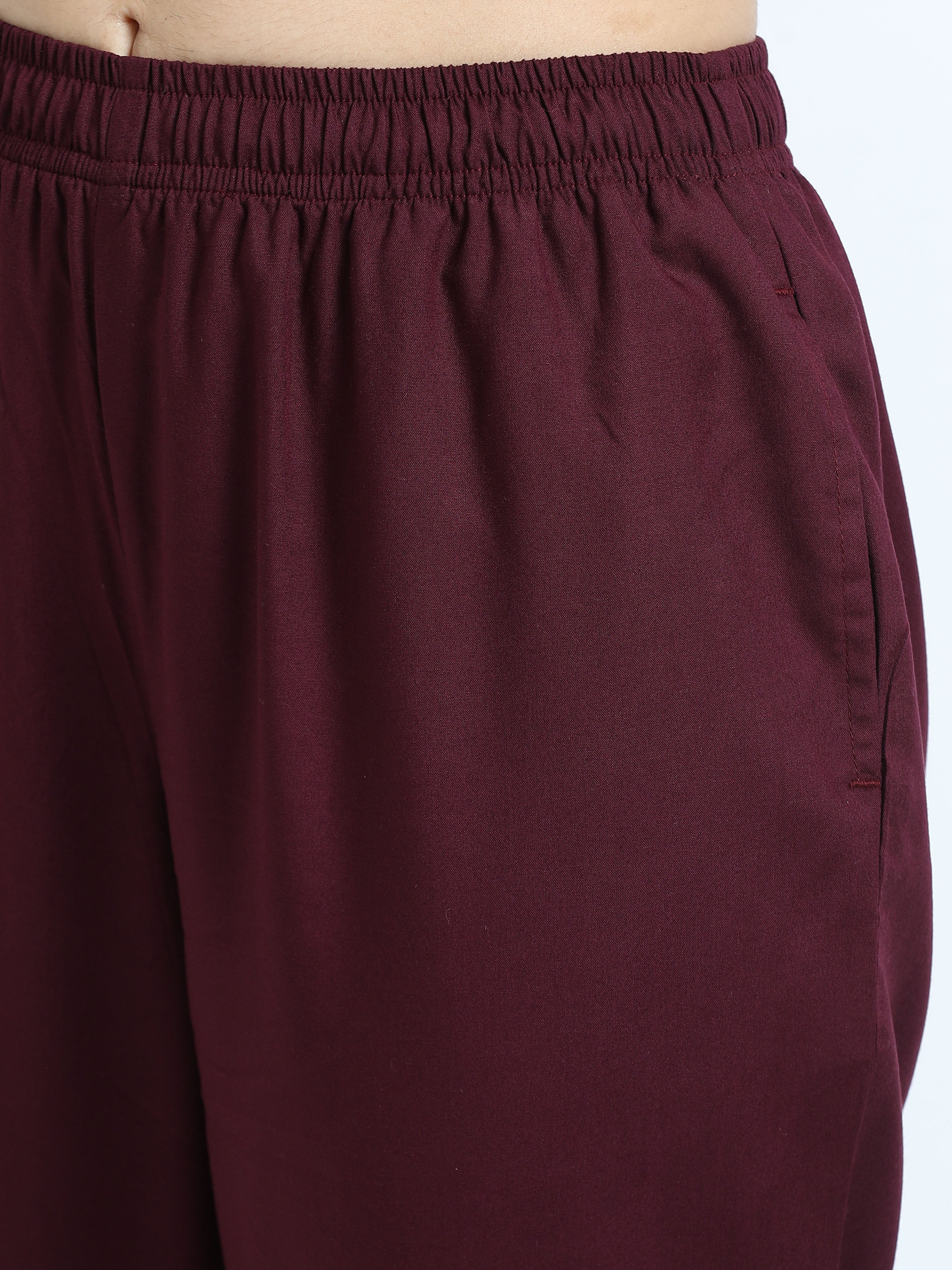 Maroon Viscose Rayon Kurti Pant