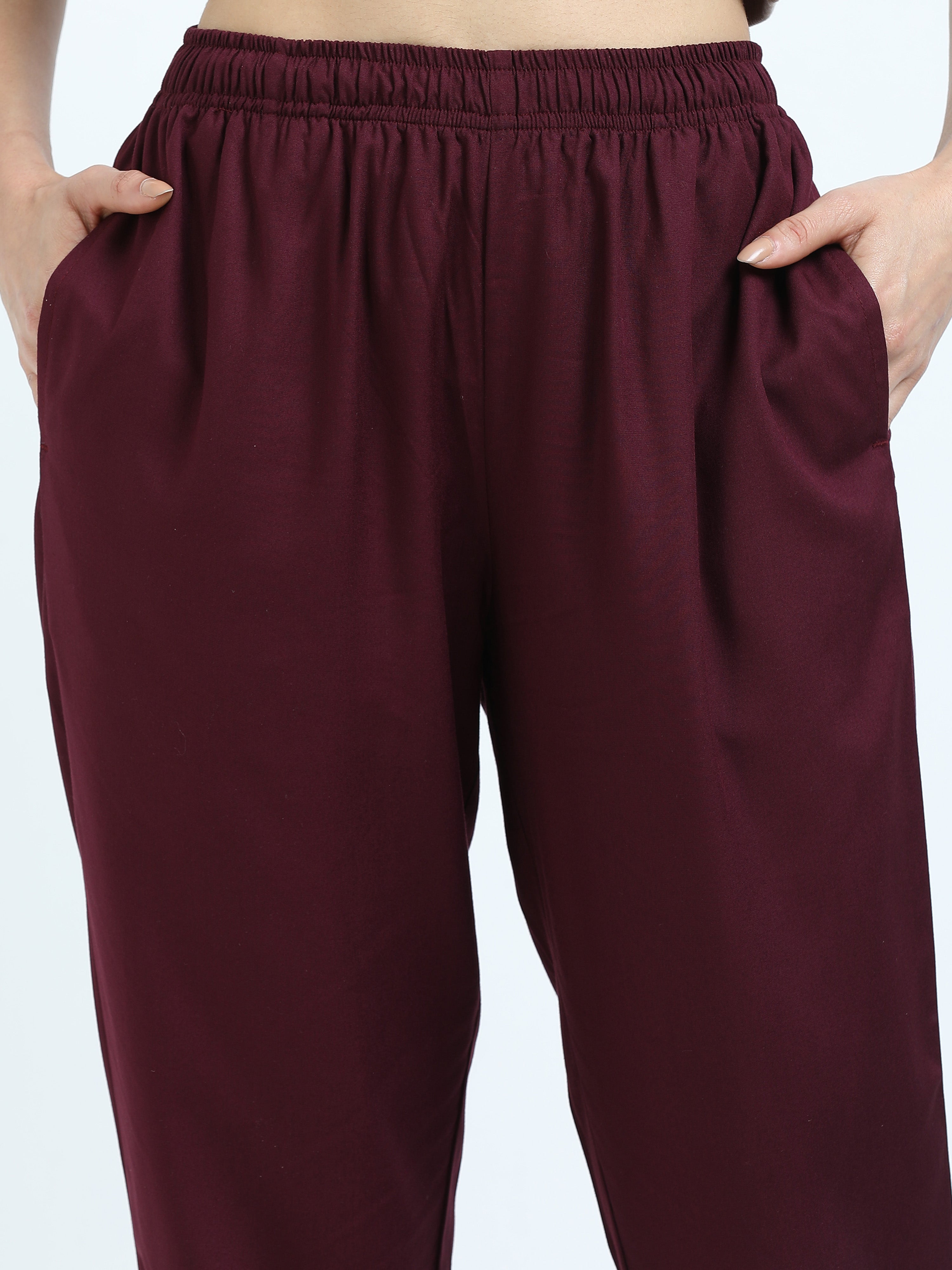 Maroon Viscose Rayon Kurti Pant