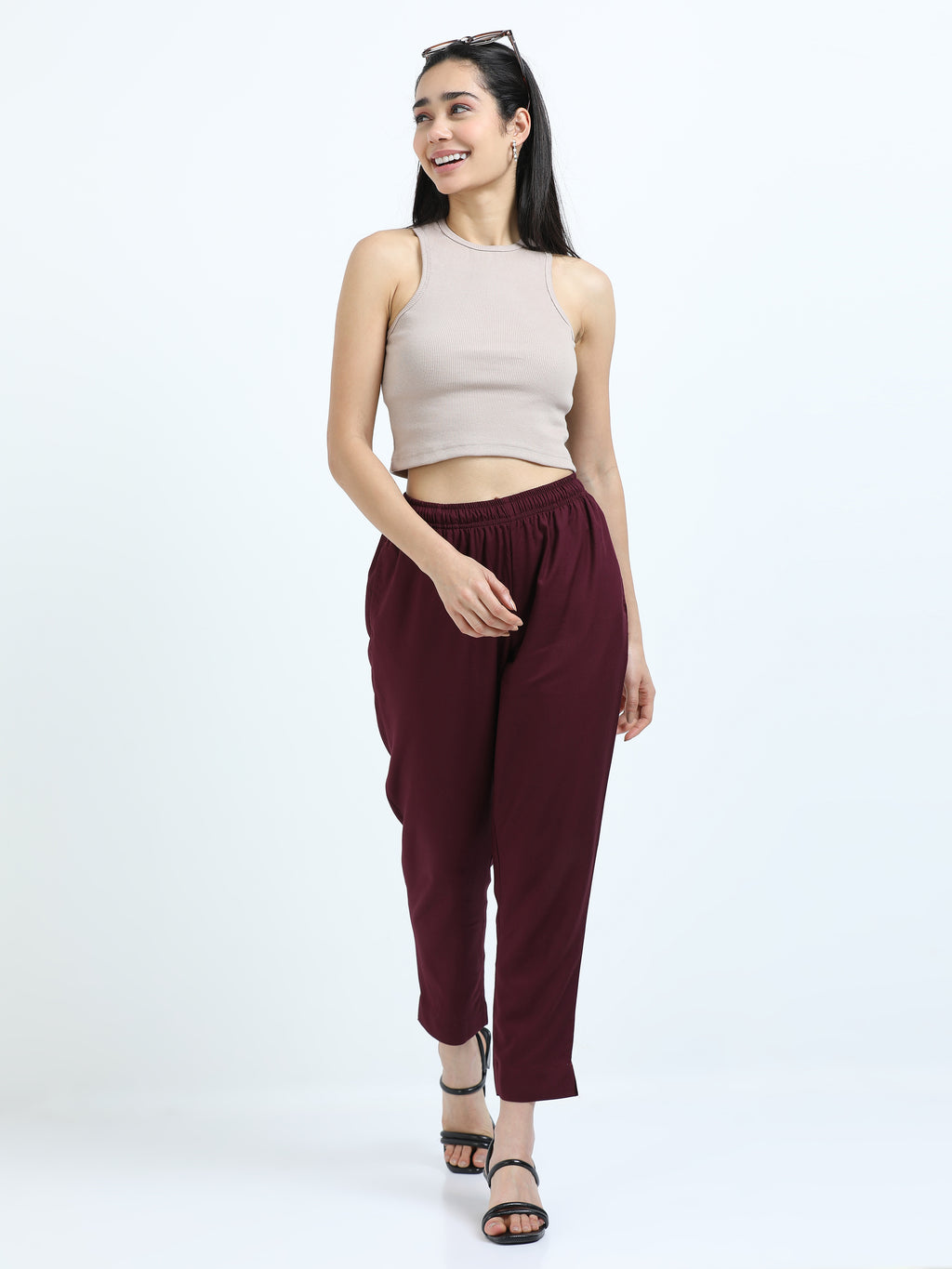 Maroon Viscose Rayon Kurti Pant