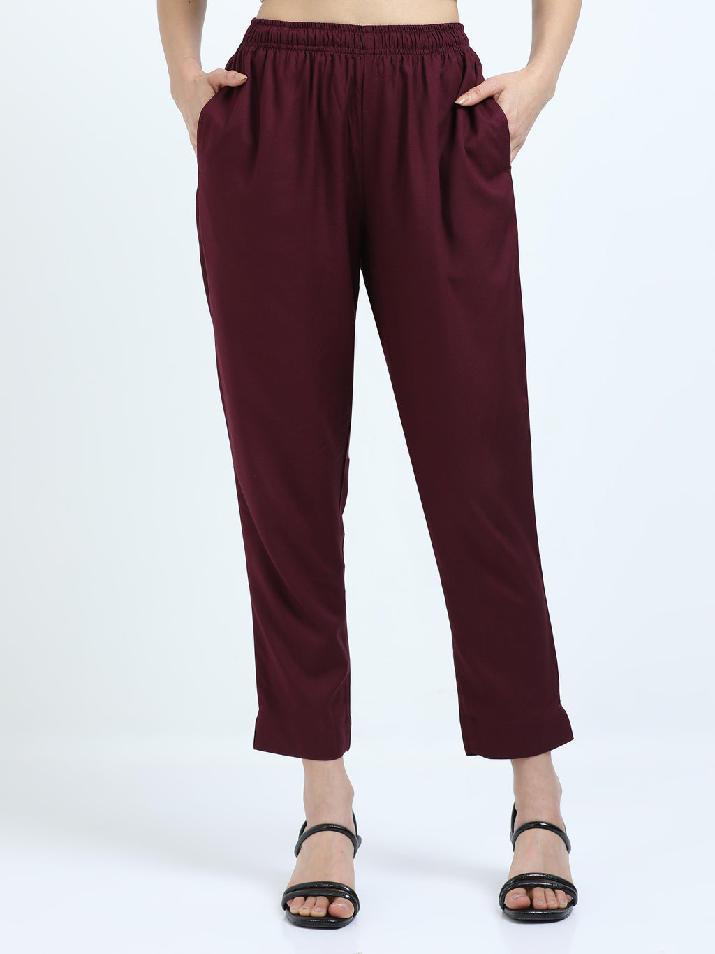 Maroon Viscose Rayon Kurti Pant