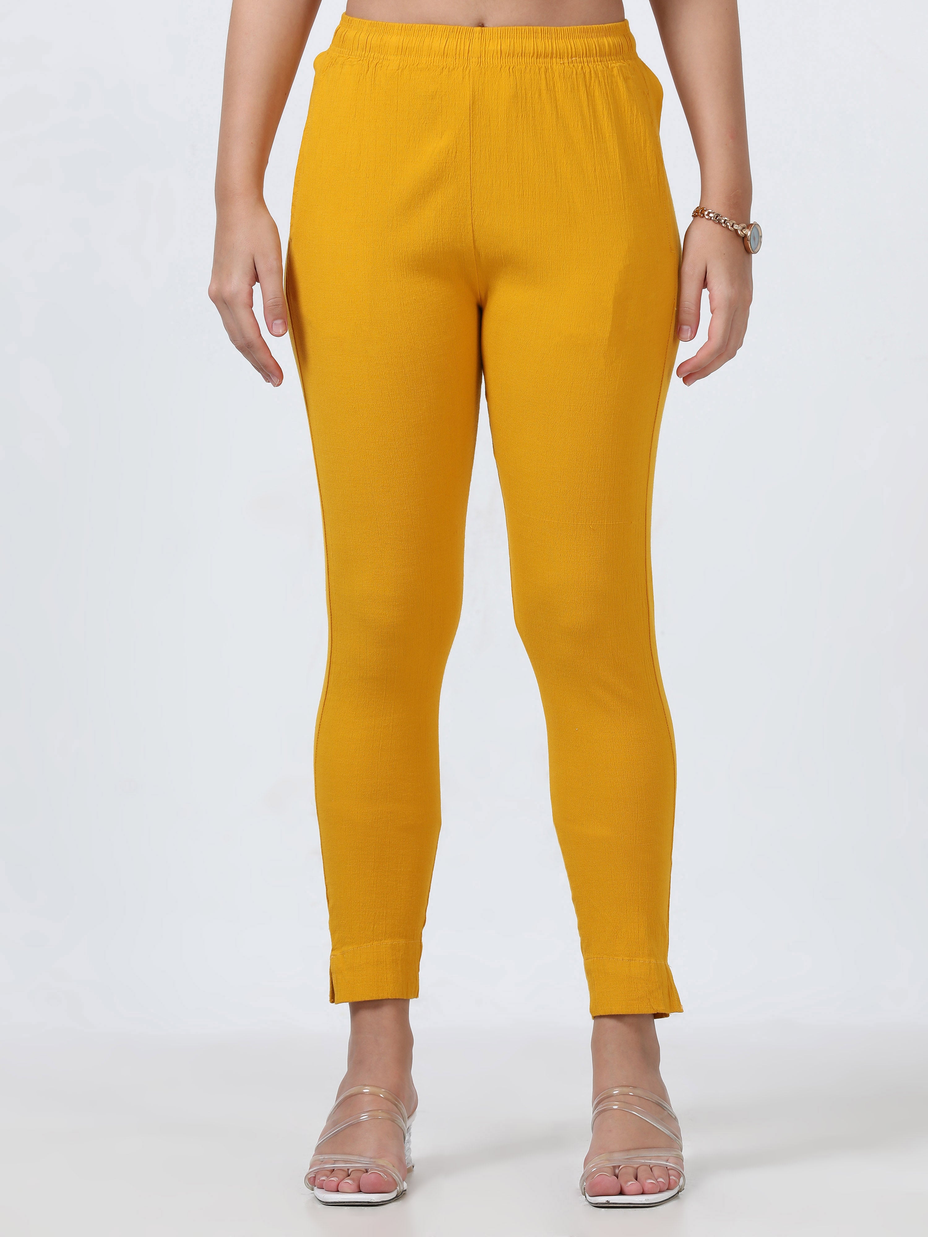 Mustard Rayon Stretchable Kurti Pant