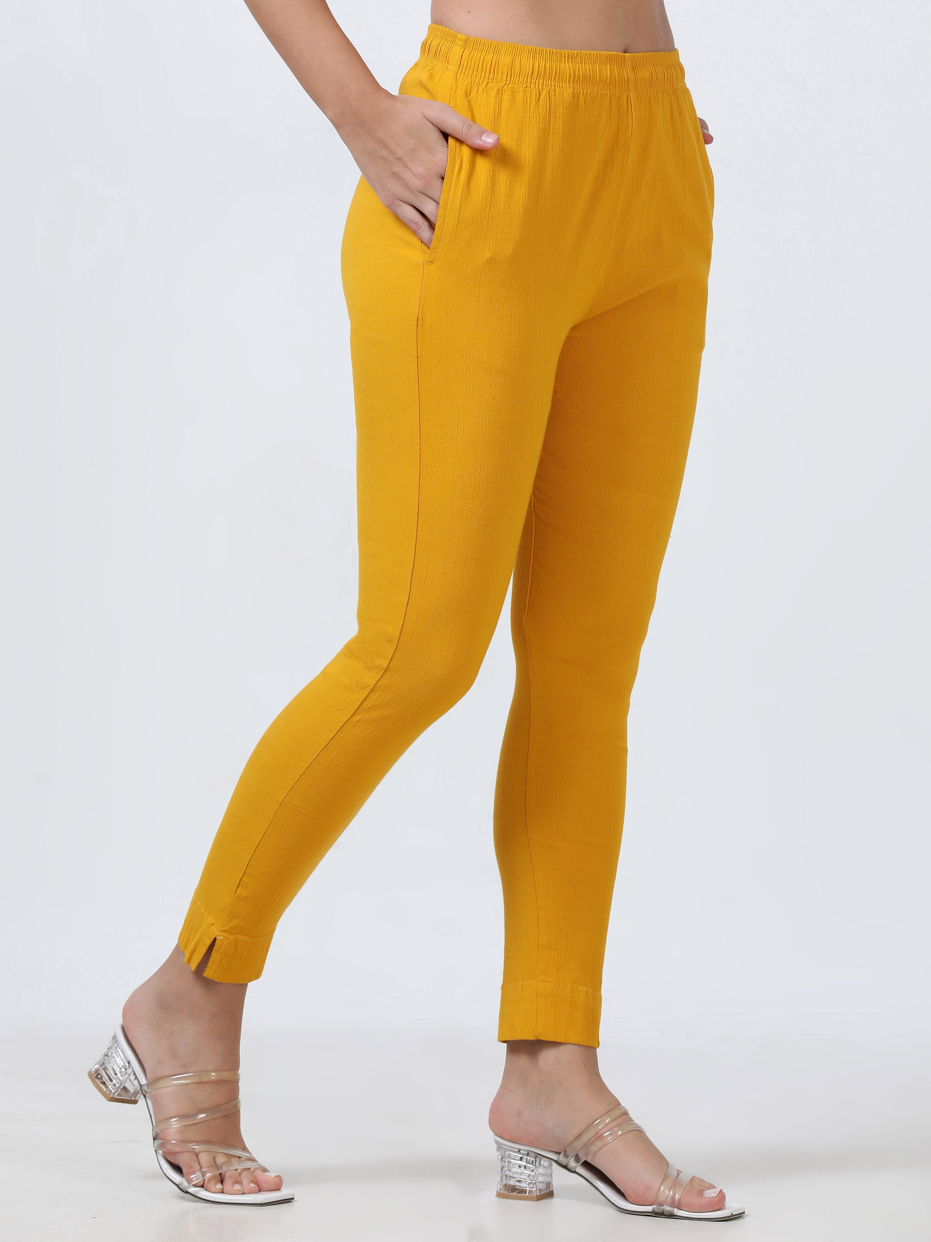 Mustard Rayon Stretchable Kurti Pant