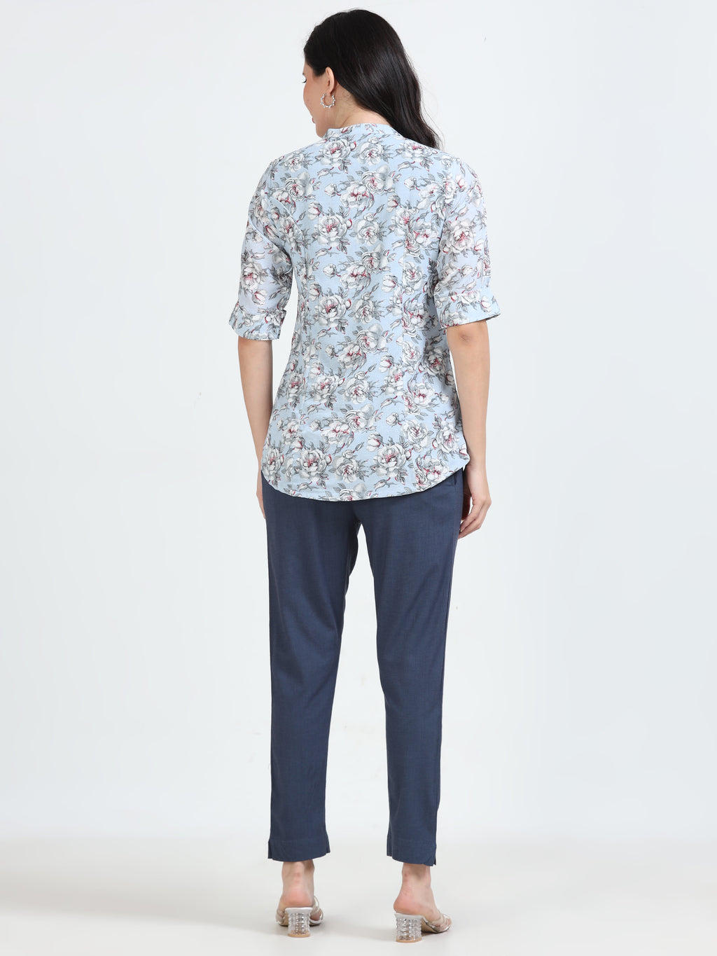 Powder Blue Floral Kurti