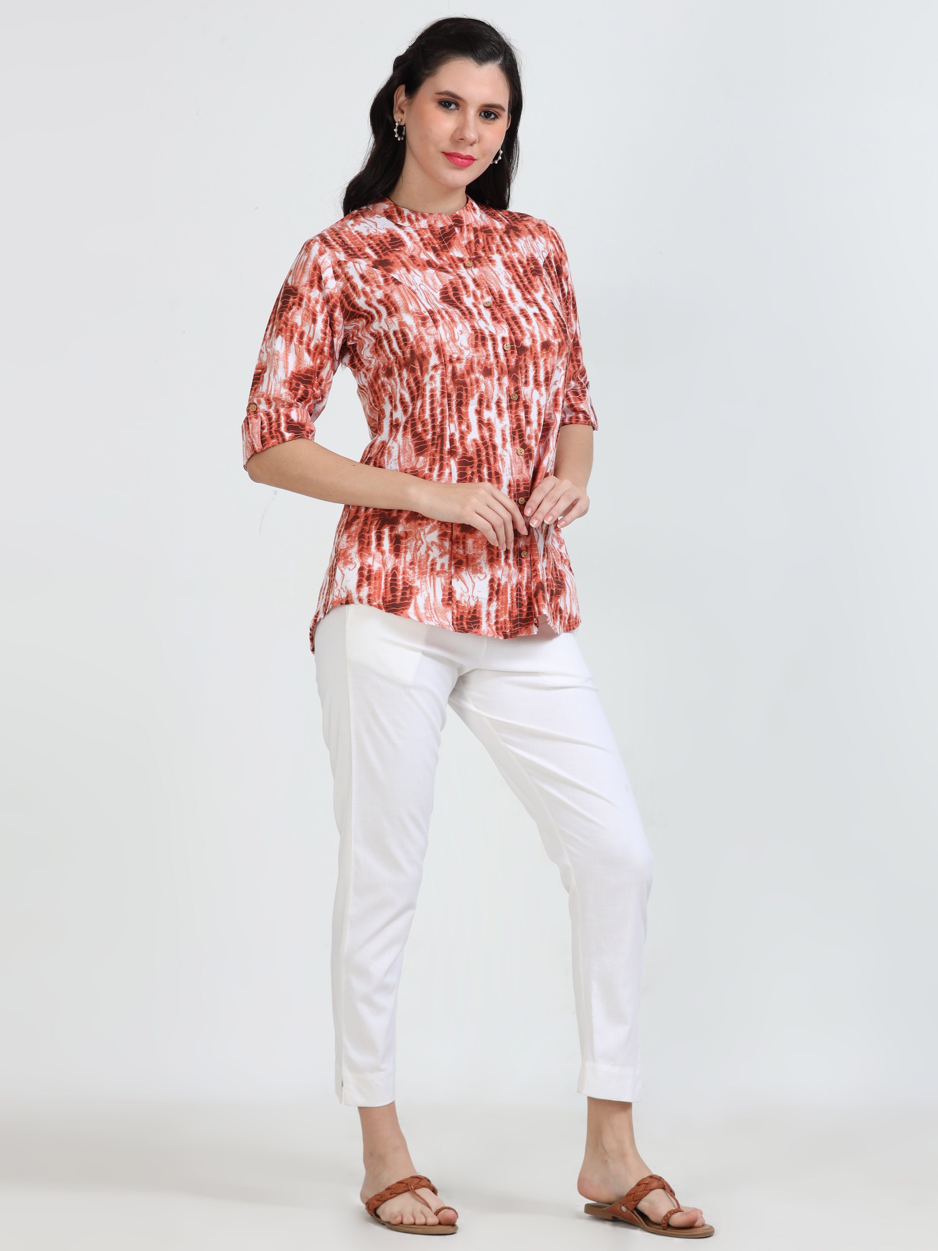 Rust Abstract Print Kurti