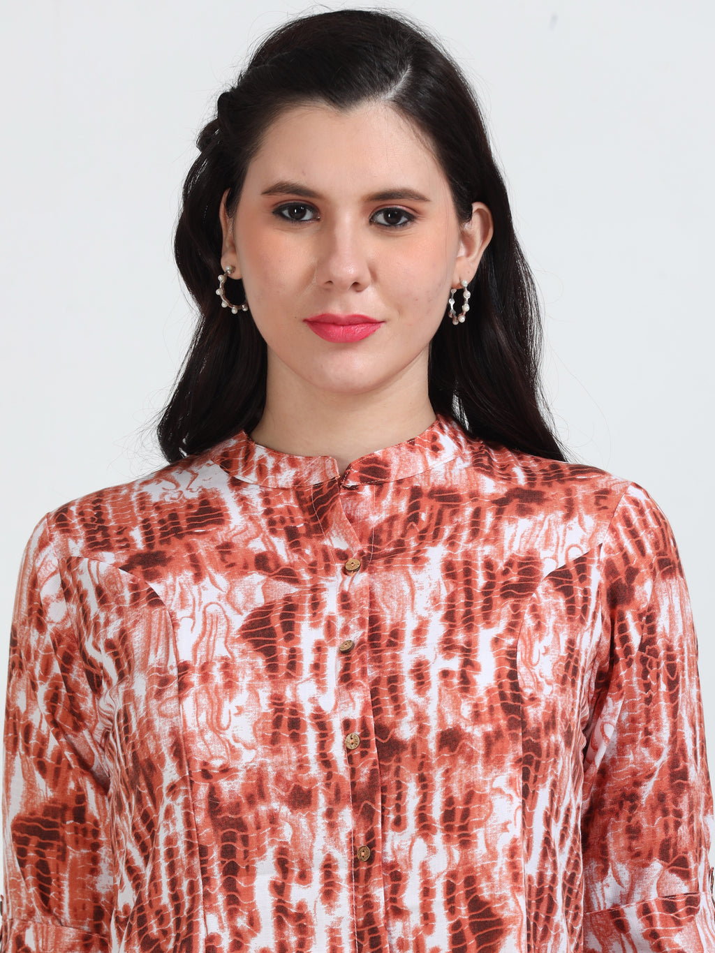 Rust Abstract Print Kurti