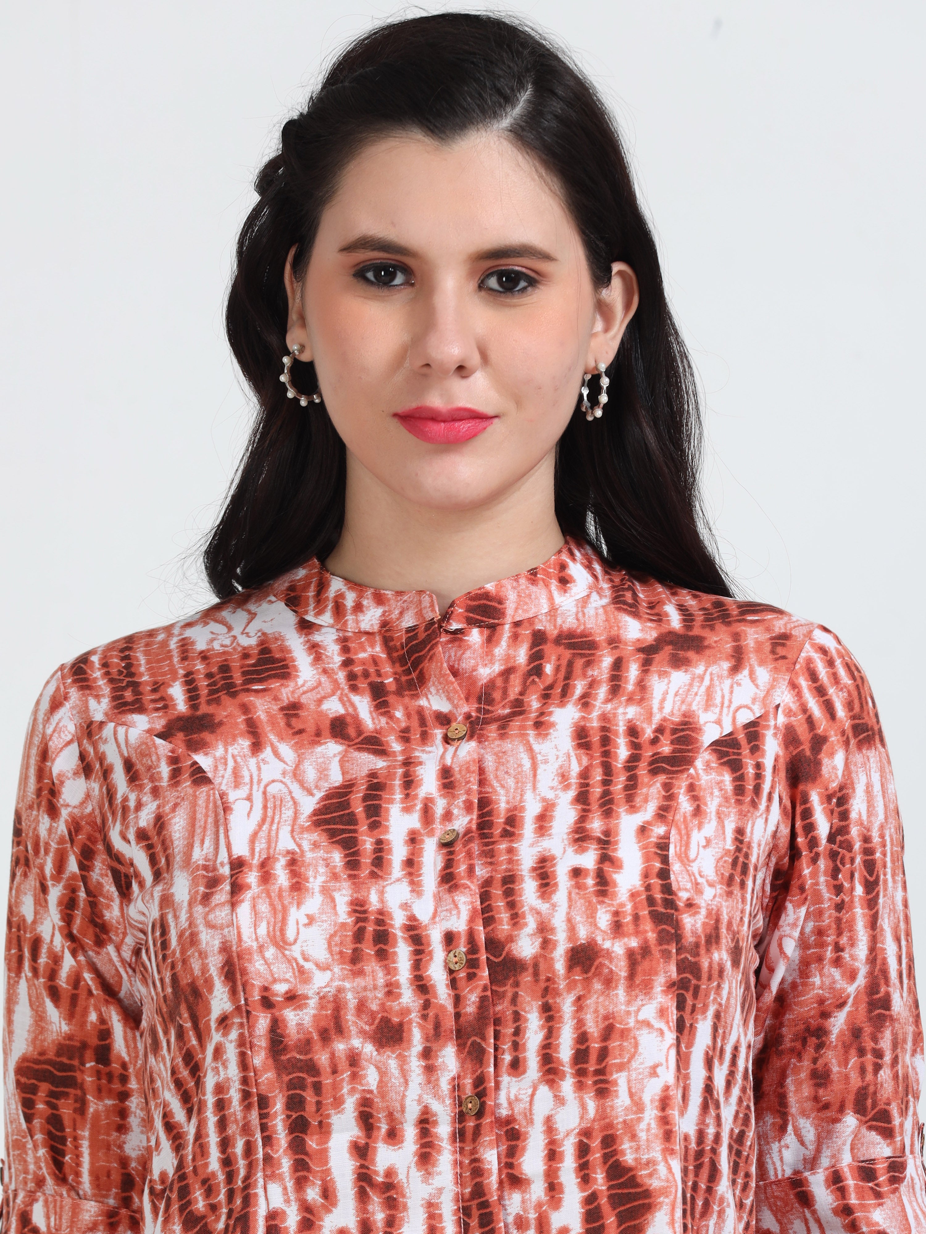 Rust Abstract Print Kurti